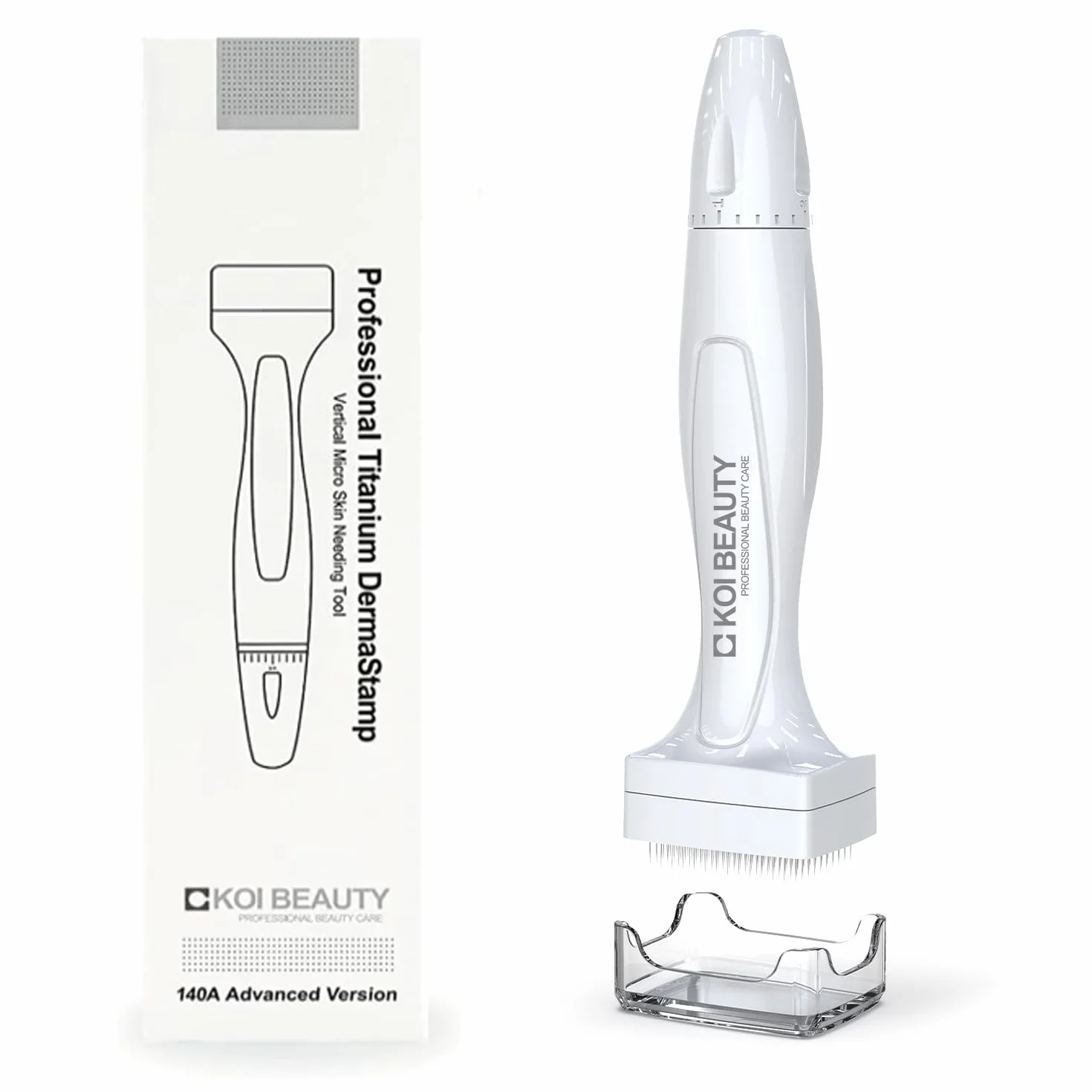KOI BEAUTY Derma Stamp 140 agujas reales Microneedling profesional Titanio Dermastamp para Cabello Barba cara cuerpo