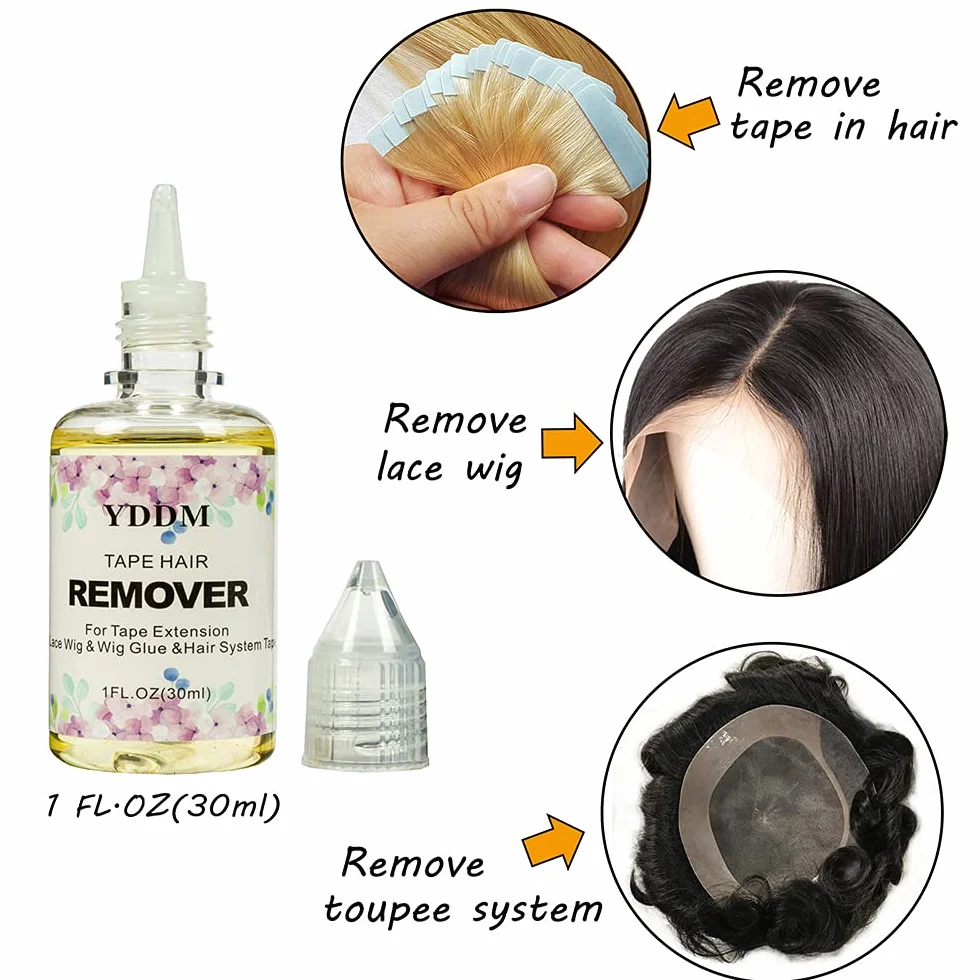Removedor de cinta para extensiones de cabello 1FL.oz (30ml) removedor de pegamento para peluca de encaje