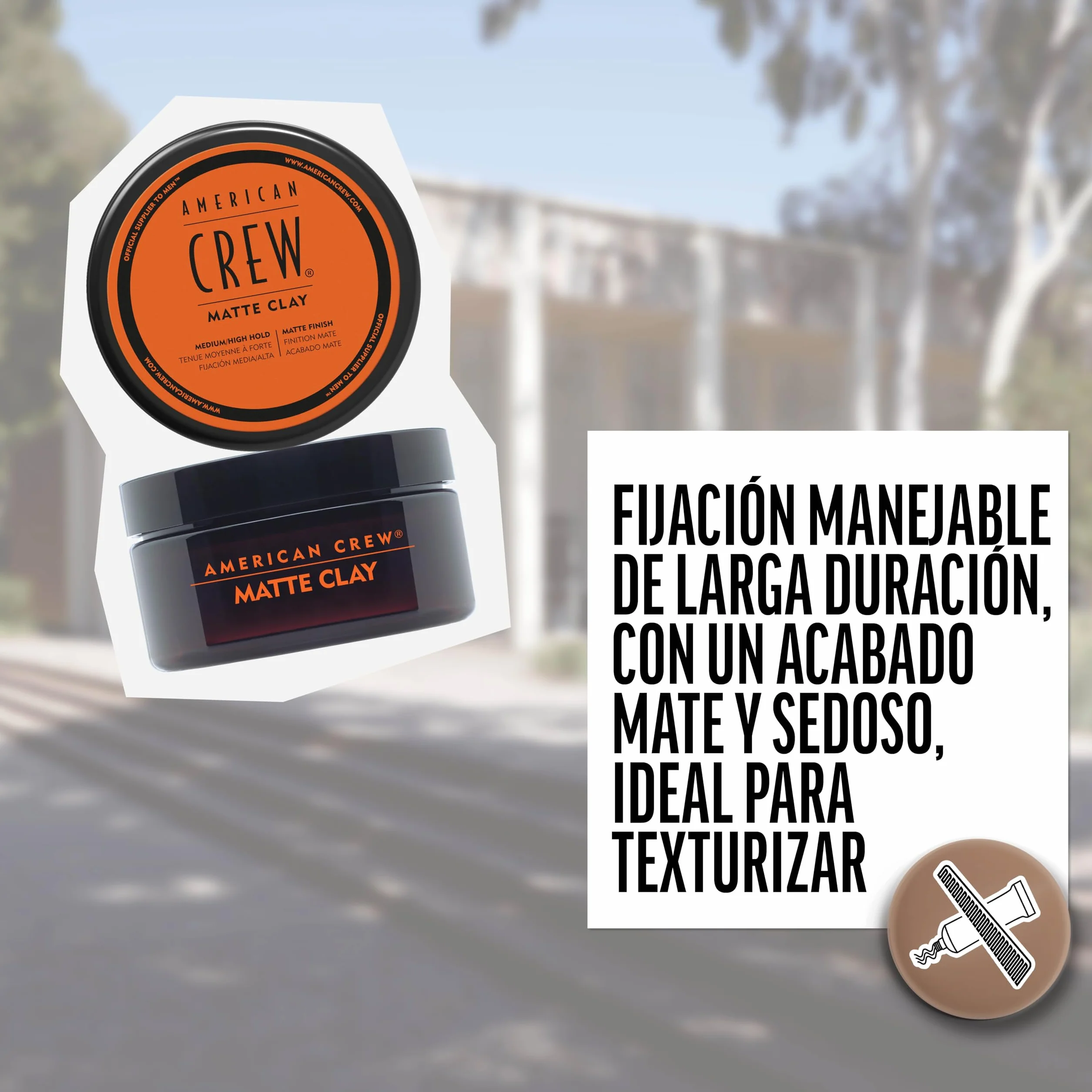 American Crew Matte Clay, Cera Mate Pelo Hombre Fijación Media-Alta, 85g