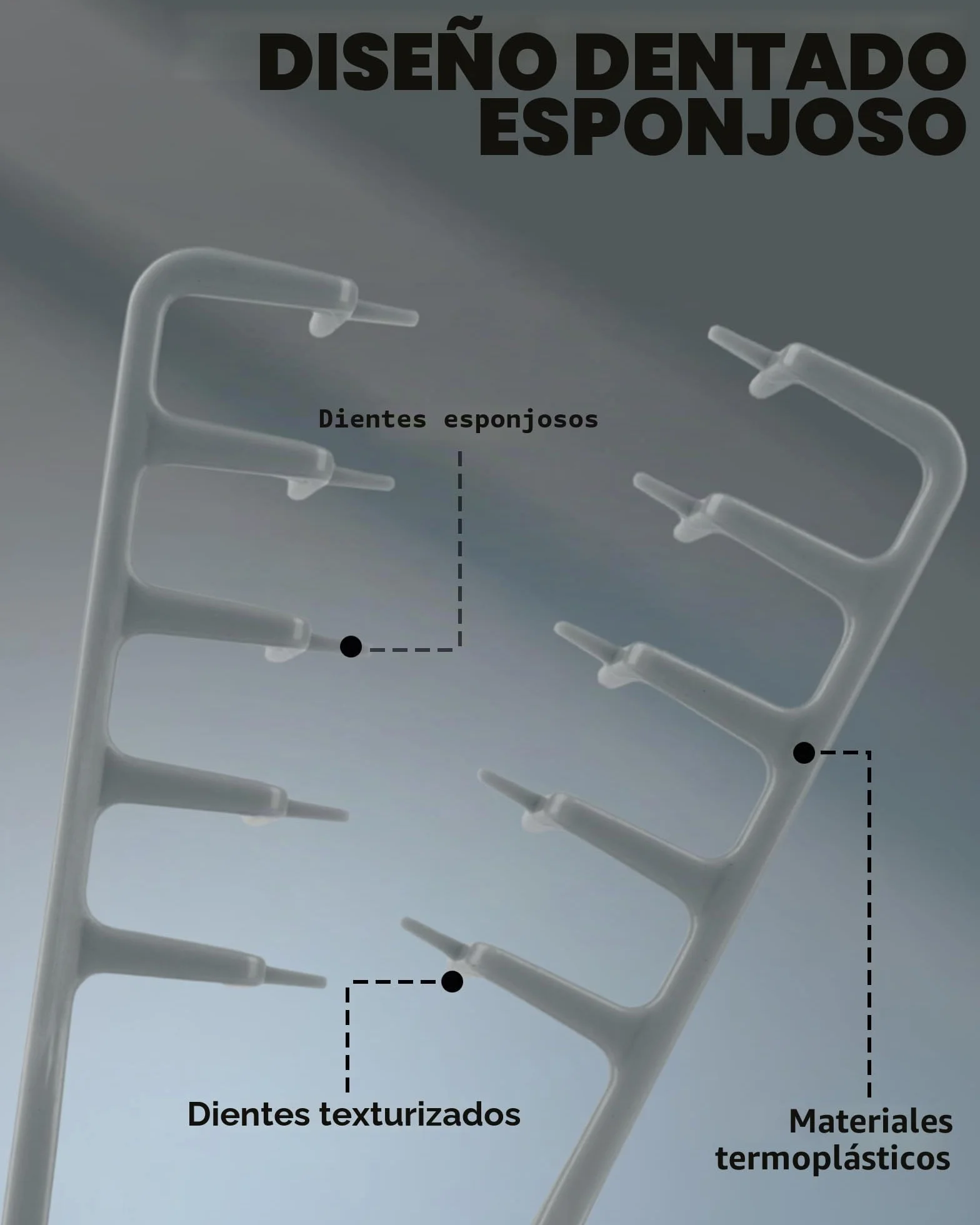 Peine Texturizador Hombre 1 Pieza, Dientes Anchos para Volumen de Raíces, Cabello Rizado - Gris