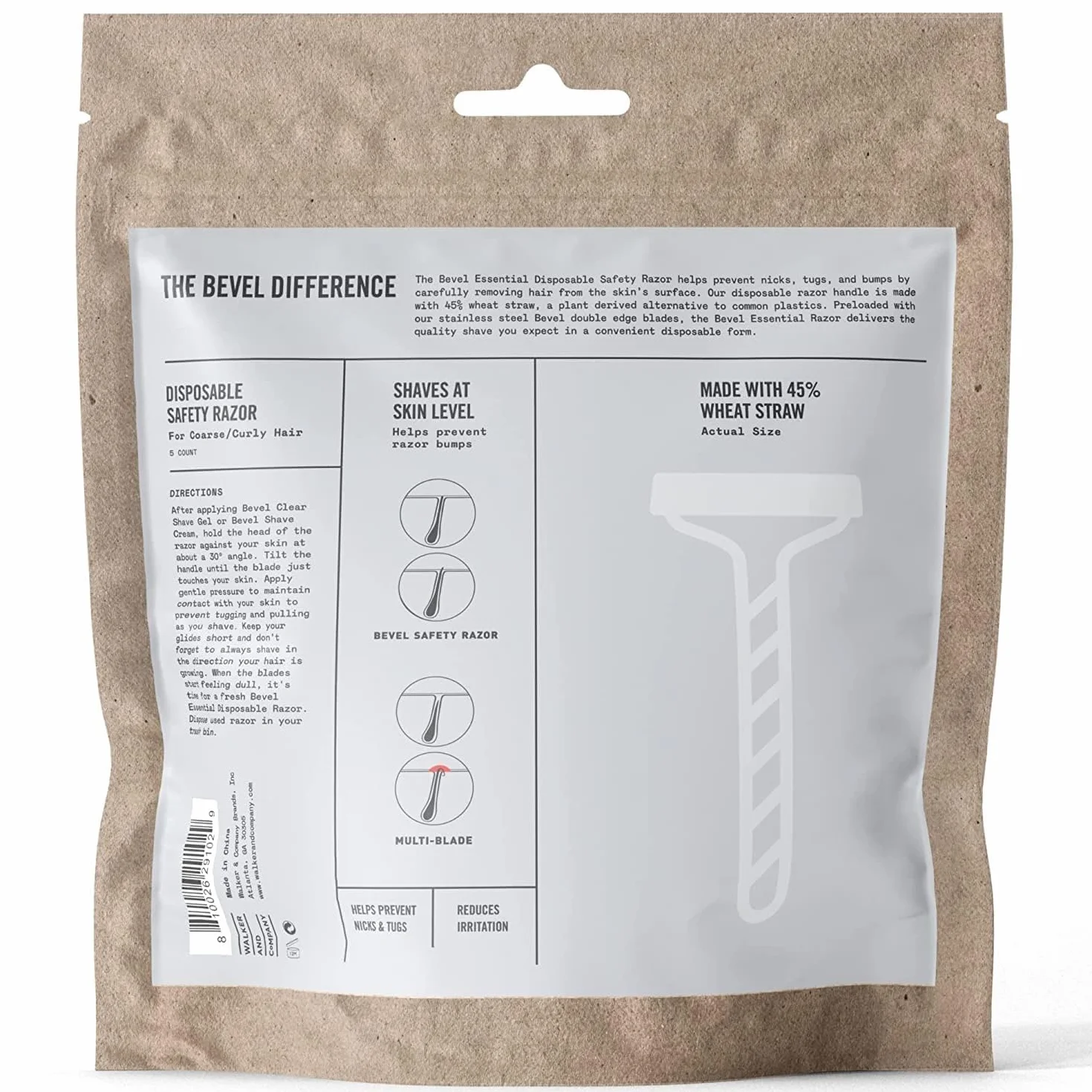 Bevel Essentials - Maquinillas de afeitar desechables de seguridad para hombres, hoja de acero inoxidable de doble filo que ayuda a prevenir rasguños y golpes de maquinilla de afeitar, esenciales de