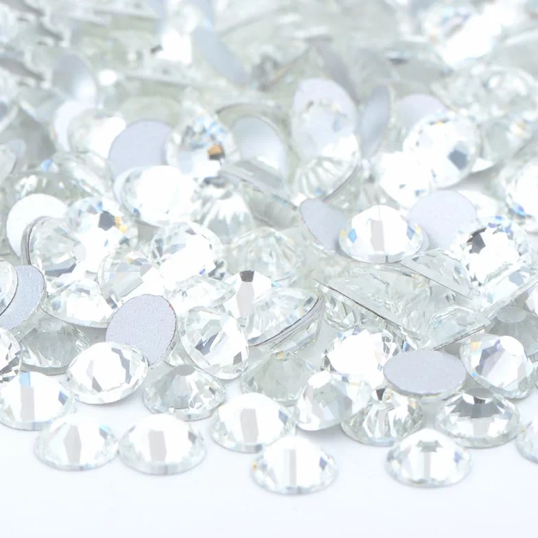 Wholesale 100 Bruto SS6 8 10 12 16 20 30 Cristal Rosa Violeta Parte trasera plana Cristal Rhinestone Bulk Pegamento en la decoración de uñas Piedra-02 Crystal AB, ss6 100gr 14400pcs 01 transparente