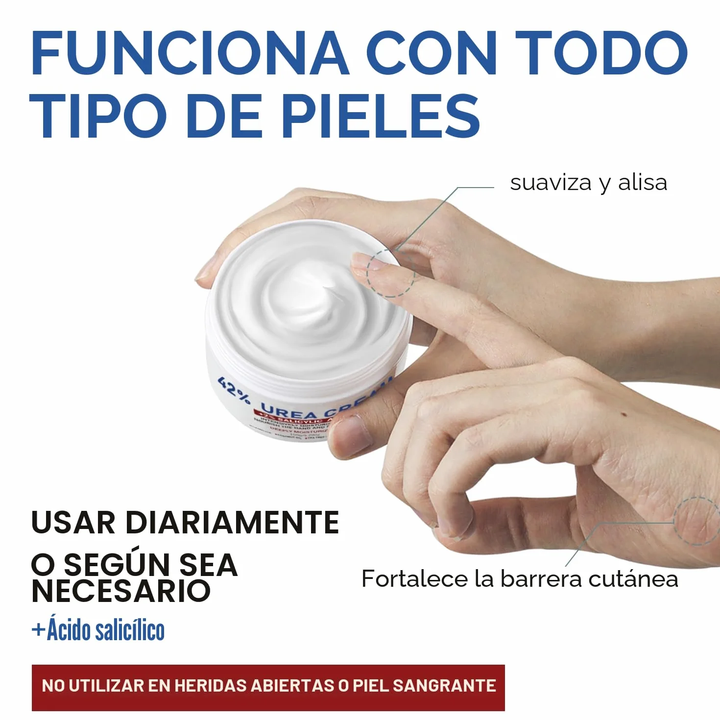 OUKEYA Crema Urea 42% Ácido Salicílico 2% Tratamiento Intensivo Pies Manos Piel Agrietada