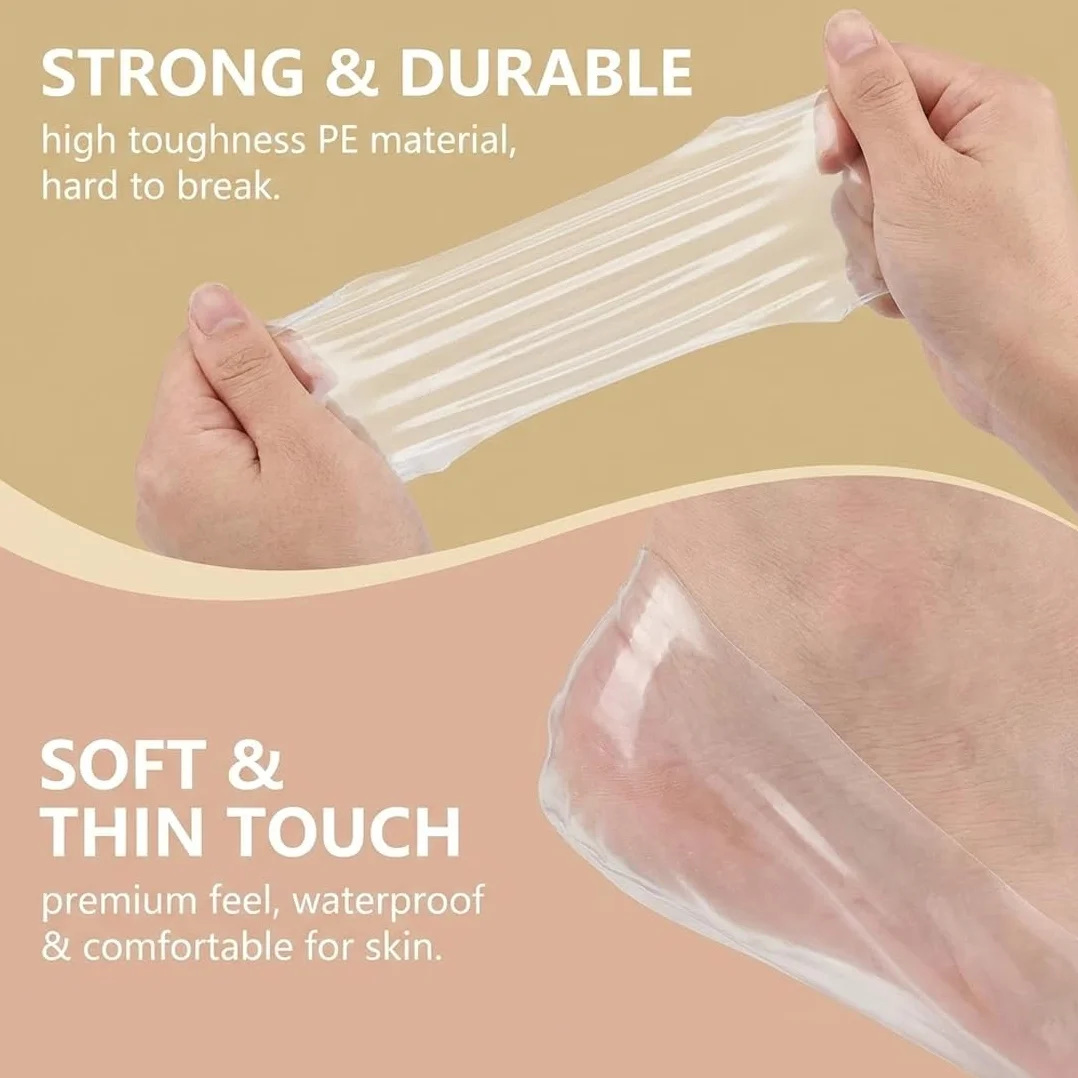 Calcetines Desechables para Baño de Parafina 100 Piezas, Bolsas Pedicura Transparentes