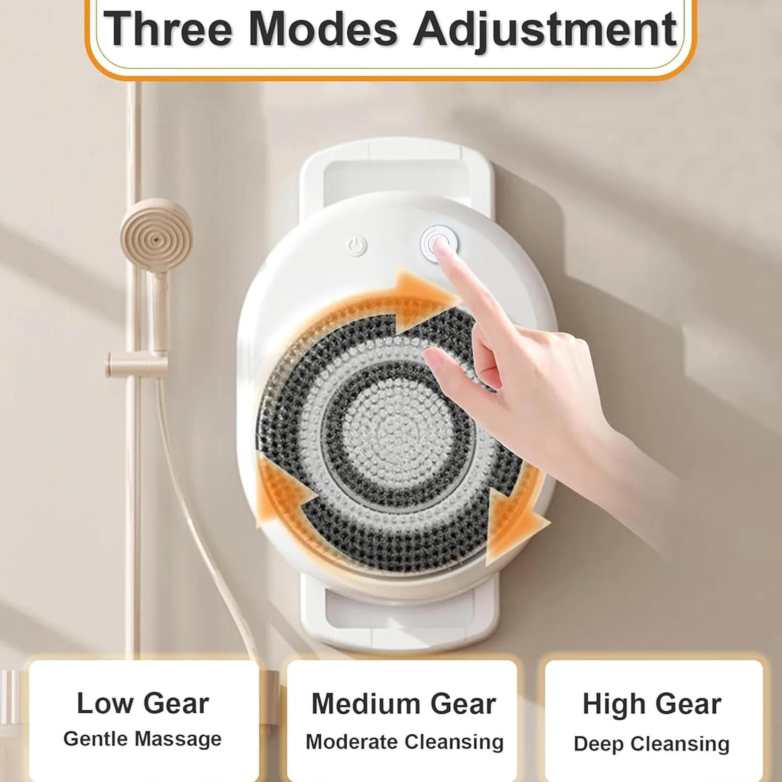 Cepillo Eléctrico para La Espalda para La Ducha, con Cerdas Suaves Exfoliantes, Cepillo Corporal Manos Libres para Montaje En Pared para Limpieza, 3 Velocidades Y 3 Cabezales De Cepillo