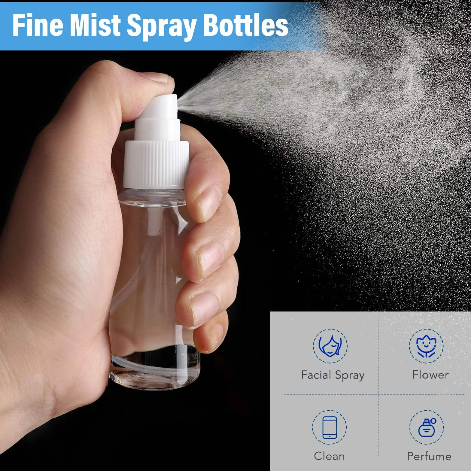 KU Botella Spray Pulverizador 6 x 20 ml Mini Rellenable Frasco Transparente para Agua Alcohol Perfume
