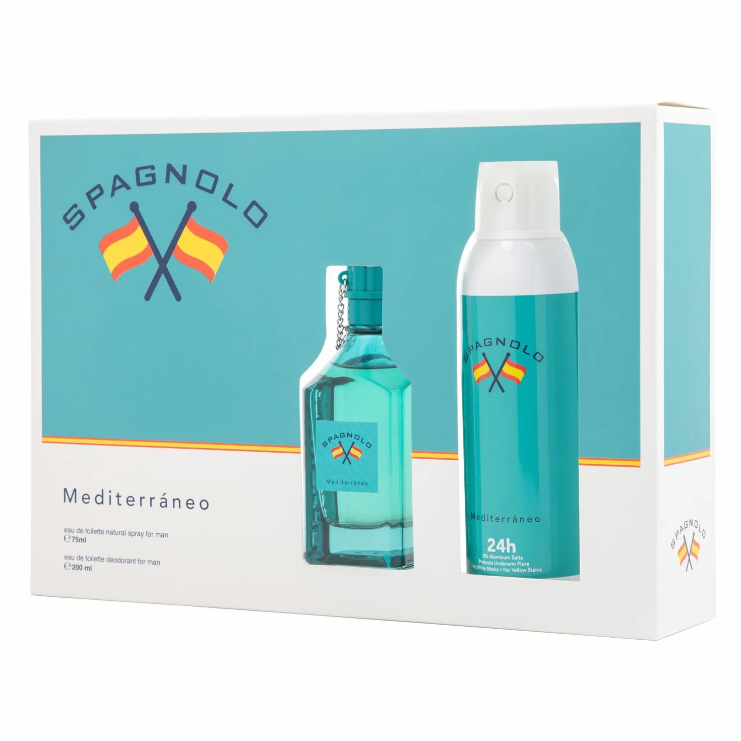 SPAGNOLO Mediterráneo Colonia 75ml + Deo 200ml Estuche de Regalo Hombre Perfume Spray