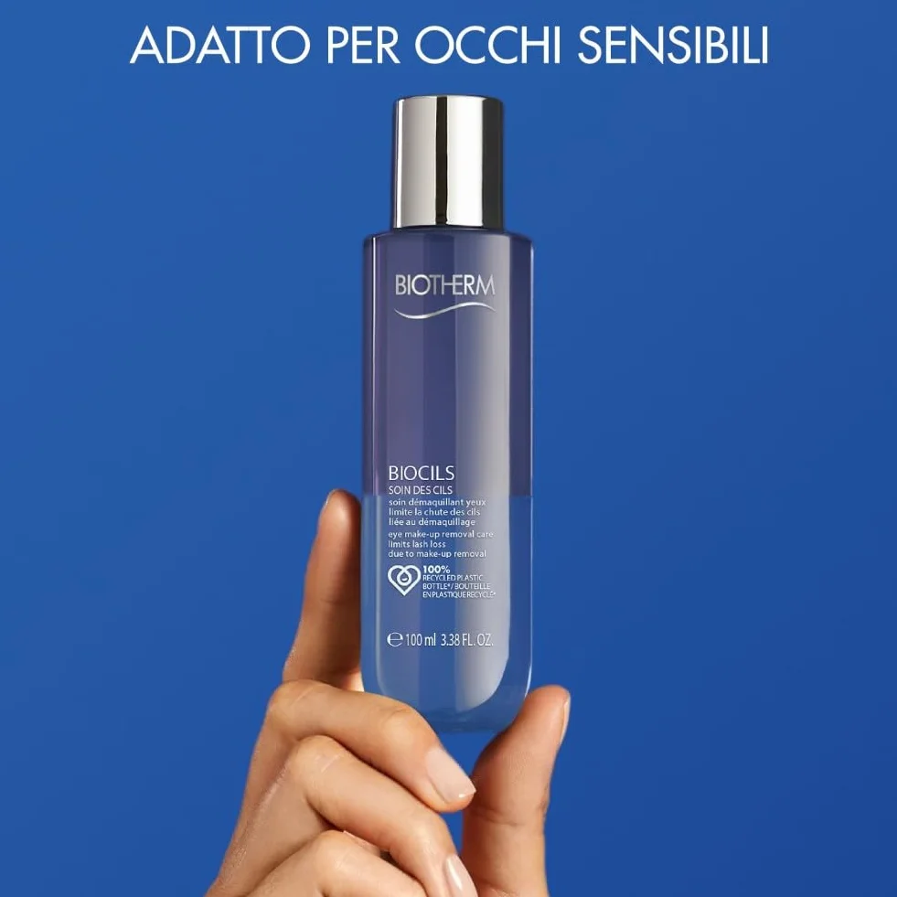 Biotherm, Biocils Desmaquillante Bifásico Anticaída, Protege y Refuerza las Pestañas, Enriquecido con Madecassoside y Ácido Cítrico, Apto para Ojos Sensibles, 100 ml