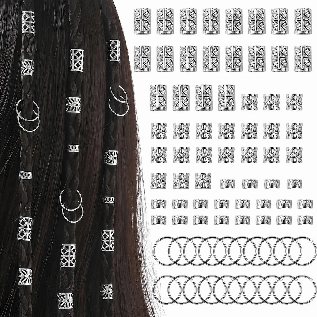 Accesorios Pelo Plateados Anillos Ajustables Rastas Bobinas Joyería Estándar