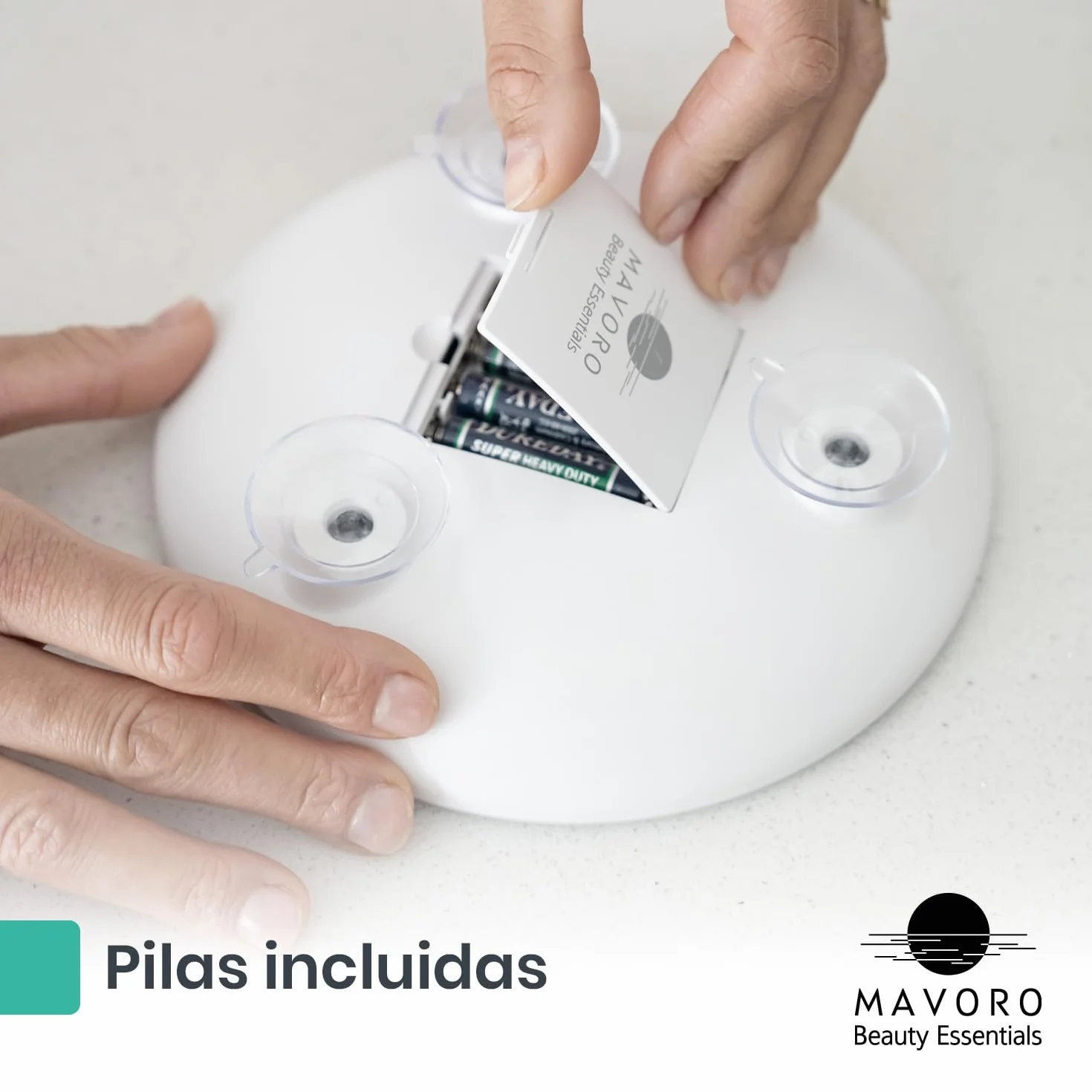 Mavoro Espejo Aumentador LED 17 cm 5X con Ventosas Fuertes Espejo de Maquillaje Iluminado Portátil