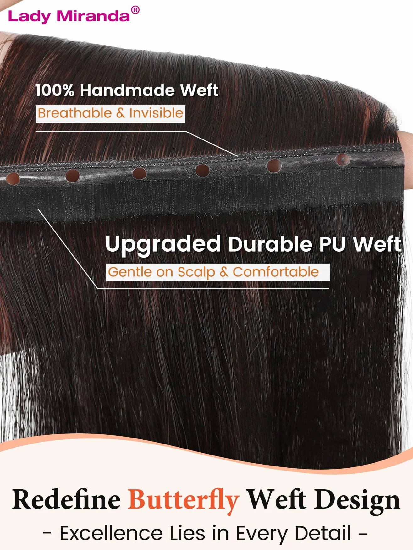 Lady Miranda Lady Miranda - Extensiones de cabello humano de doble cara de poliuretano invisible de 18 pulgadas, 100 g, negro natural, micro anillo, extensiones de pelo de poliuretano de doble ala