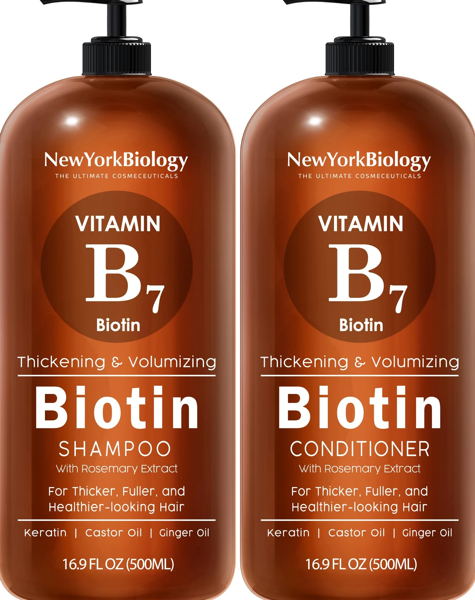 Juego de champú y acondicionador de biotina de 500 ml para el adelgazamiento del cabello, fórmula espesante para el tratamiento de la pérdida del cabello, para hombres y mujeres, anticaspa, el