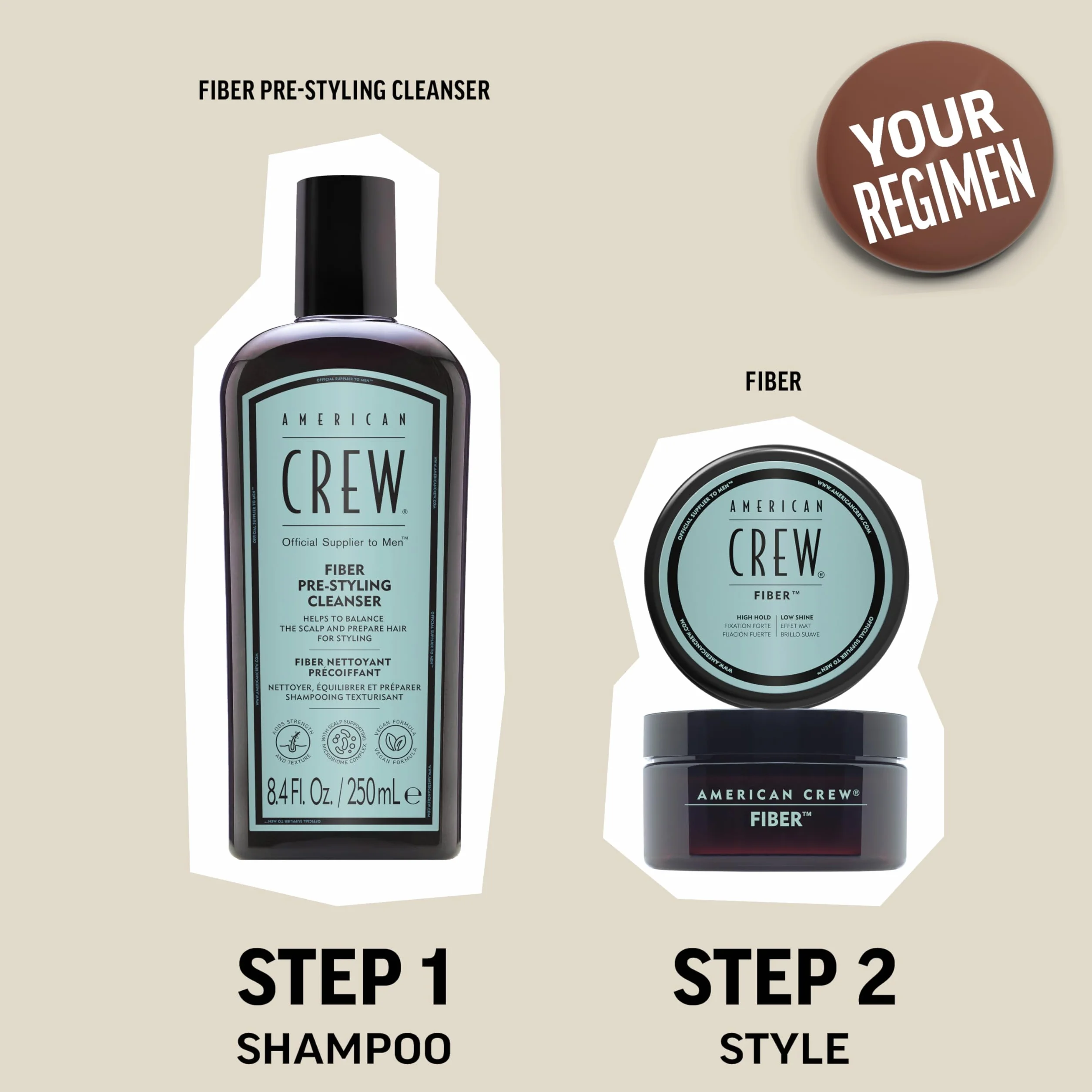 American Crew Fiber Cera para el Pelo Hombre Fijación Fuerte Flexible Moldea Brillo Pelo Corto
