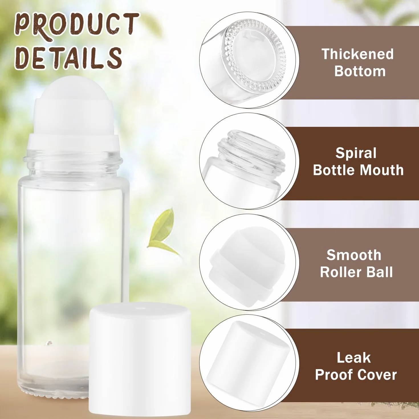 Set 50 uds Roll on Rellenable 50 ml | Roll On Aromaterapia | Bote Roll on Crema Solar Rellenable