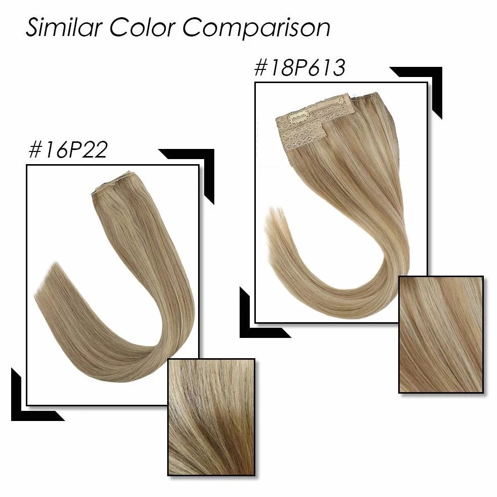 Sunny Invisible Halo Weft Extensiones de Cabello Natural Hilo 20 Pulgadas 100% Cabello Humano Real Extensions 100g Highlight Rubio Dorado con Medio 16/22#