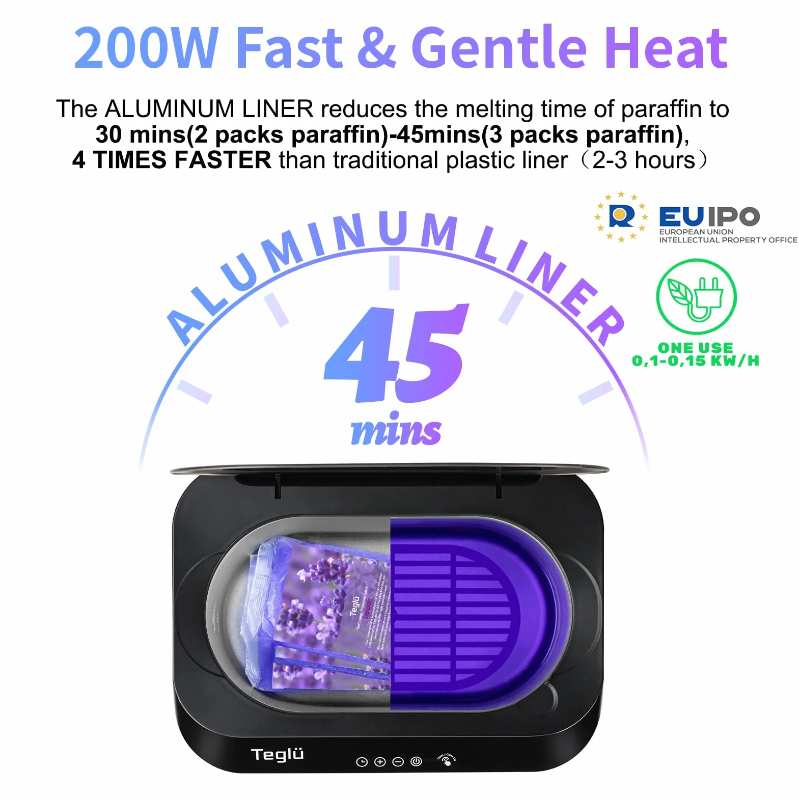 Calentador de Parafina para Manos y Pies 4L Tapa Automática 200W FHC-2222 Negro