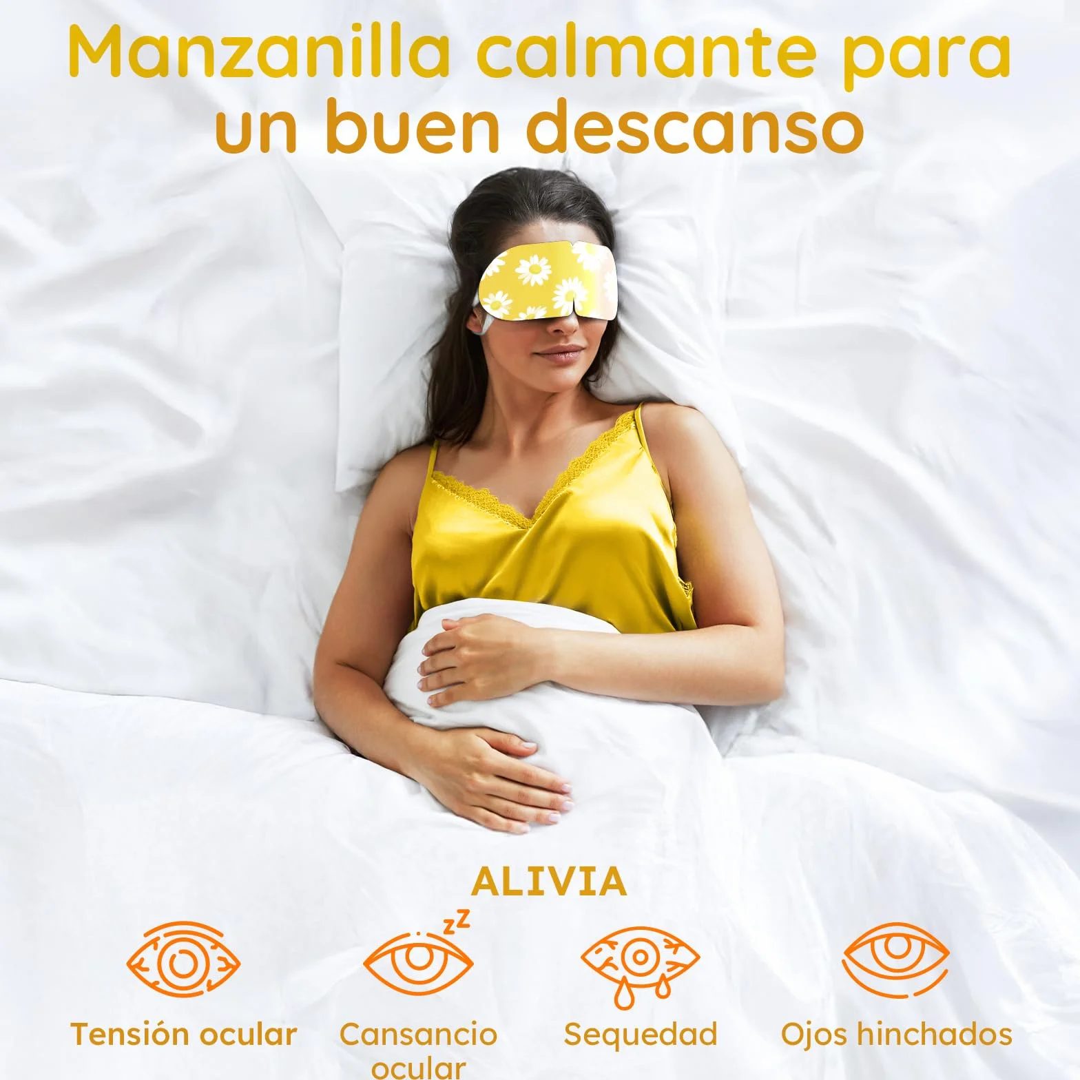 Pack de 16 Antifaz Ojos Secos con Manzanilla, Máscara Caliente Vapor para Bolsas Fatiga Blefaritis, Desechable Auto-Calefactable para Dormir Viajar