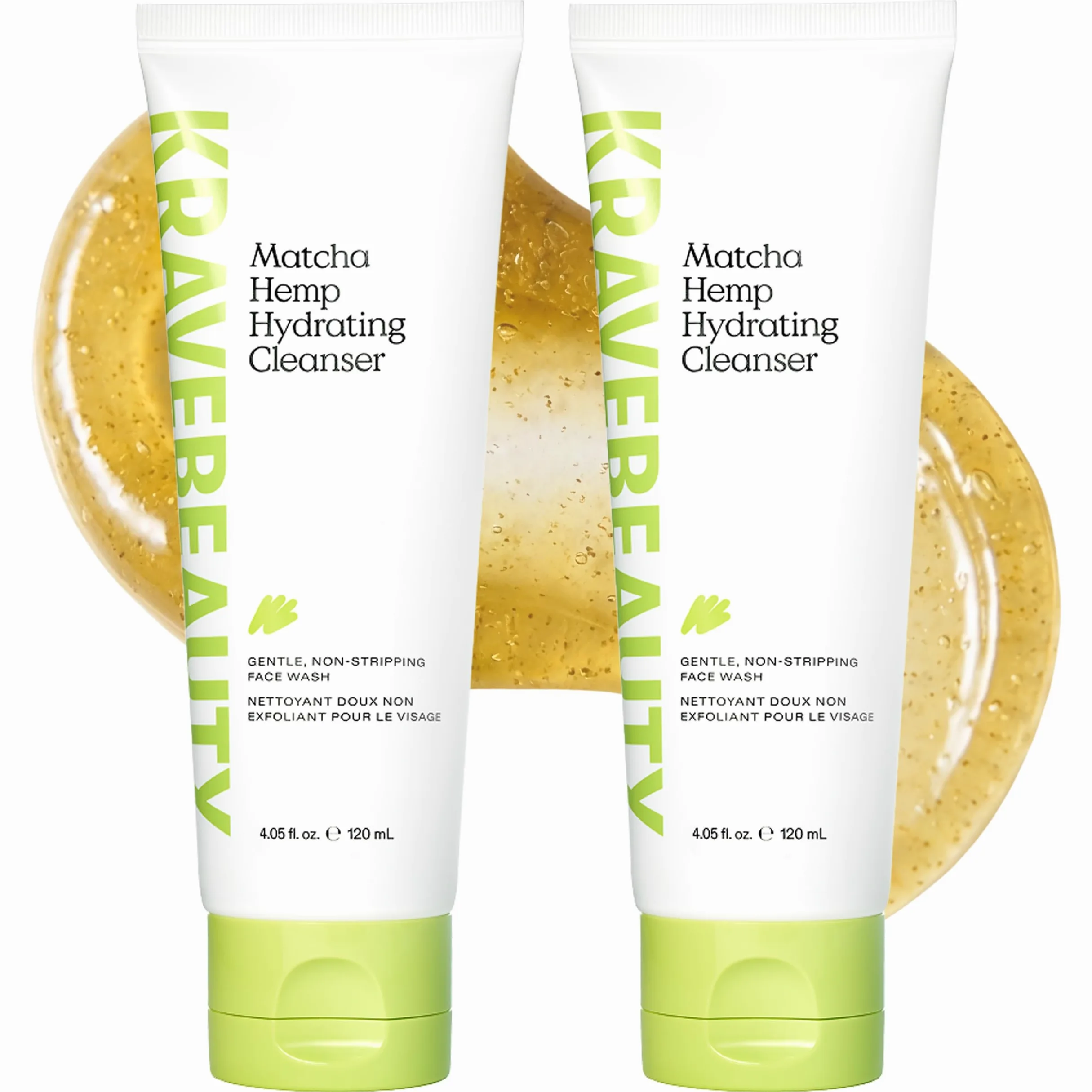 KraveBeauty DUO Hemp Moisturiser Matcha Limpiador facial diario que no seca la piel, fortalece la barrera de la piel, enriquecido con aceite de semilla de cáñamo, agradable al tacto