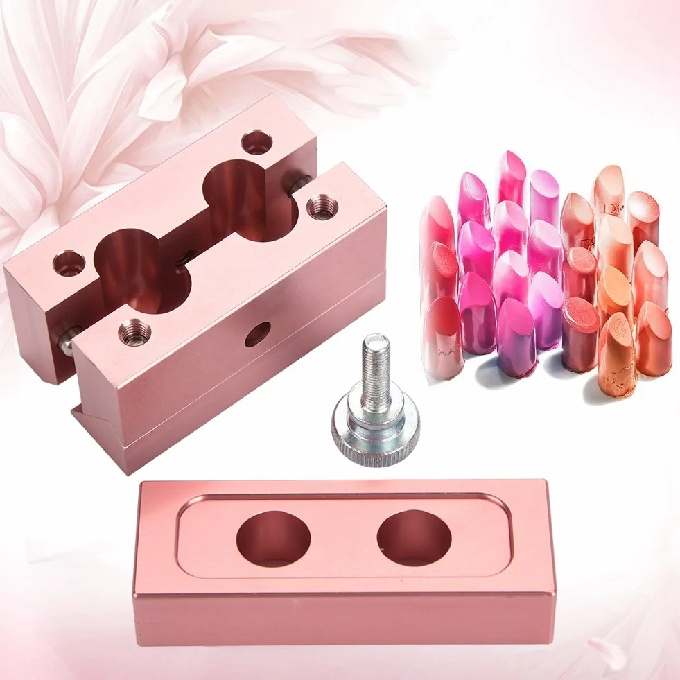 Kit de Herramientas para Hacer Bálsamo Labial y Pintalabios DIY, Molde de Aleación de Aluminio Oro Rosa