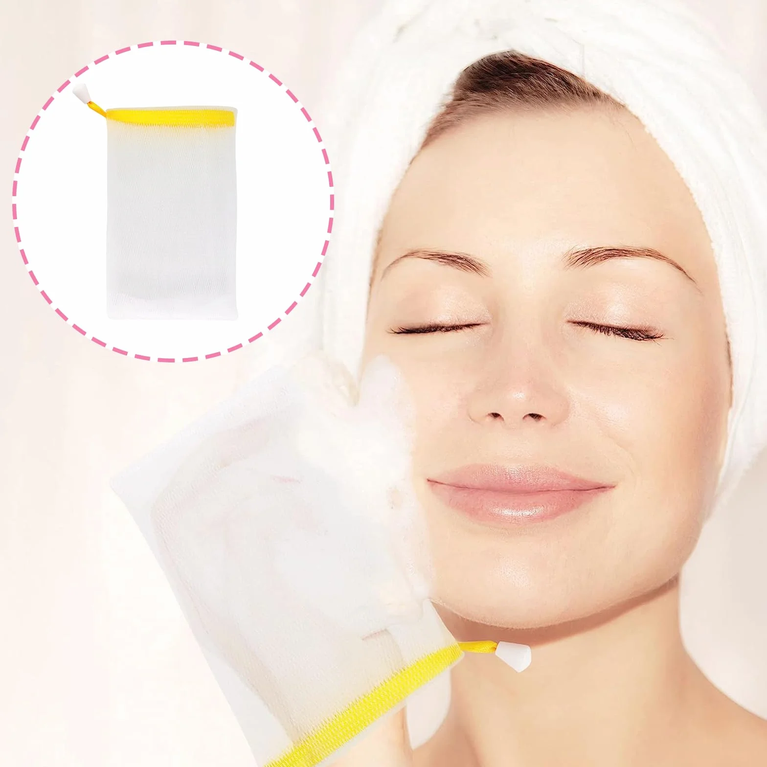 Bolsas de Jabón Exfoliante de Malla con 4 Ganchos, Red de Espuma Facial para Baño y Masaje