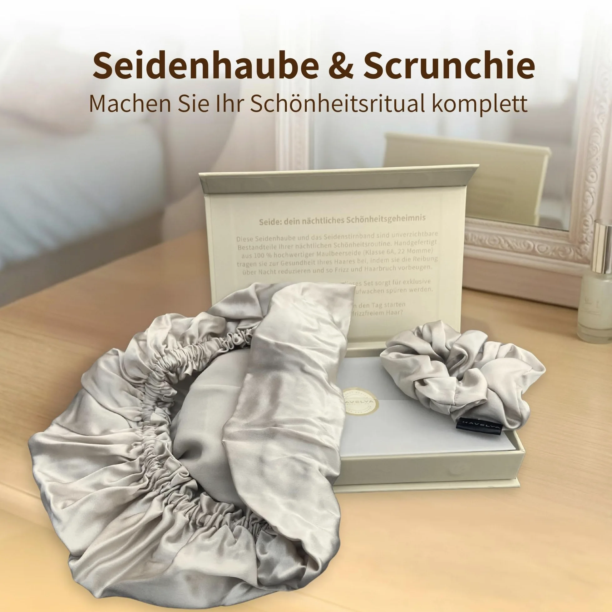 Gorro de seda para dormir de seda de morera de 22 mommes. Gorro de dormir antideslizante y antiarañazos, contra el encrespamiento, rotura del cabello, puntas secas e ideal para cabello largo, rizos y
