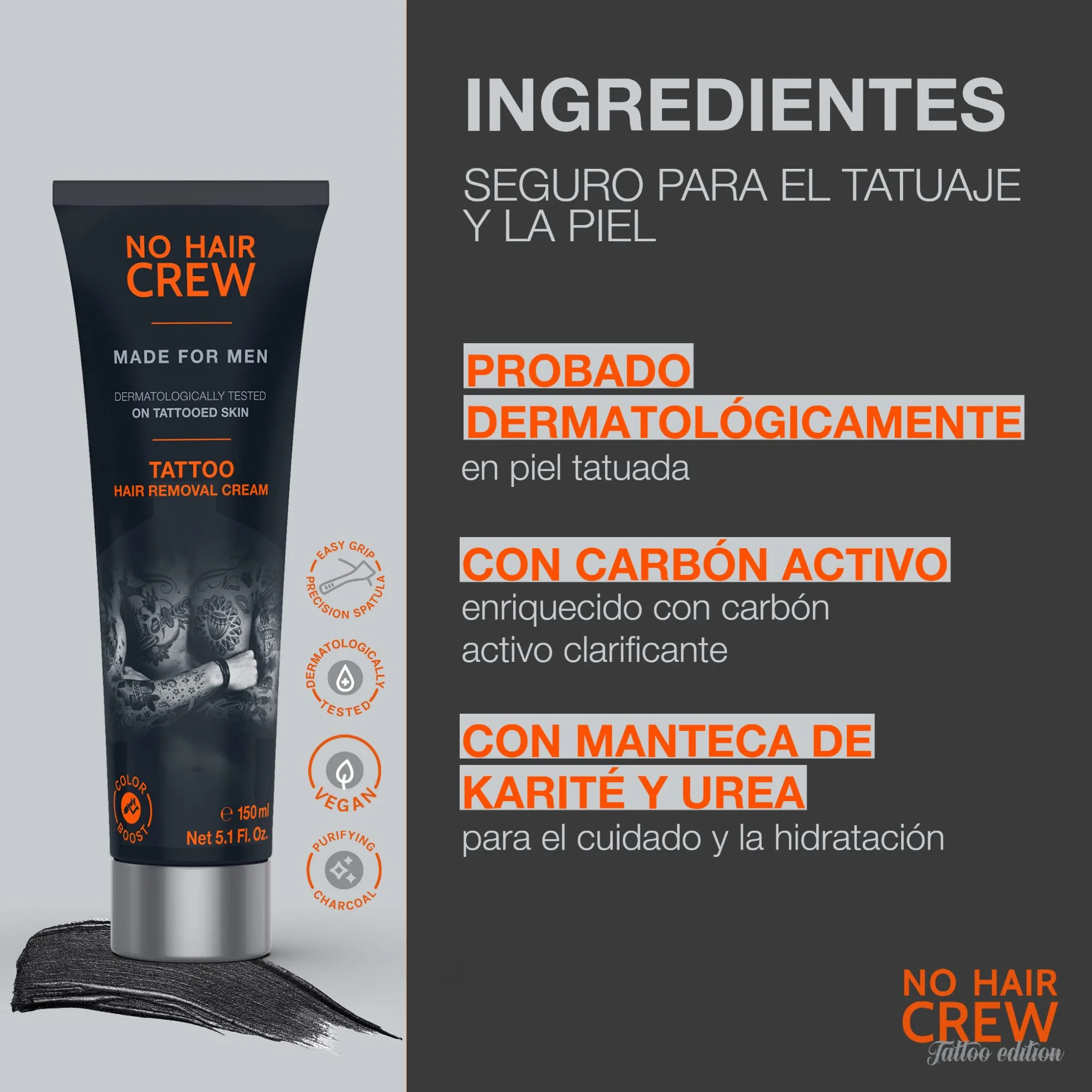 NO HAIR CREW Tattoo Edition Crema Depilatoria para Piel Tatuada 150 ml