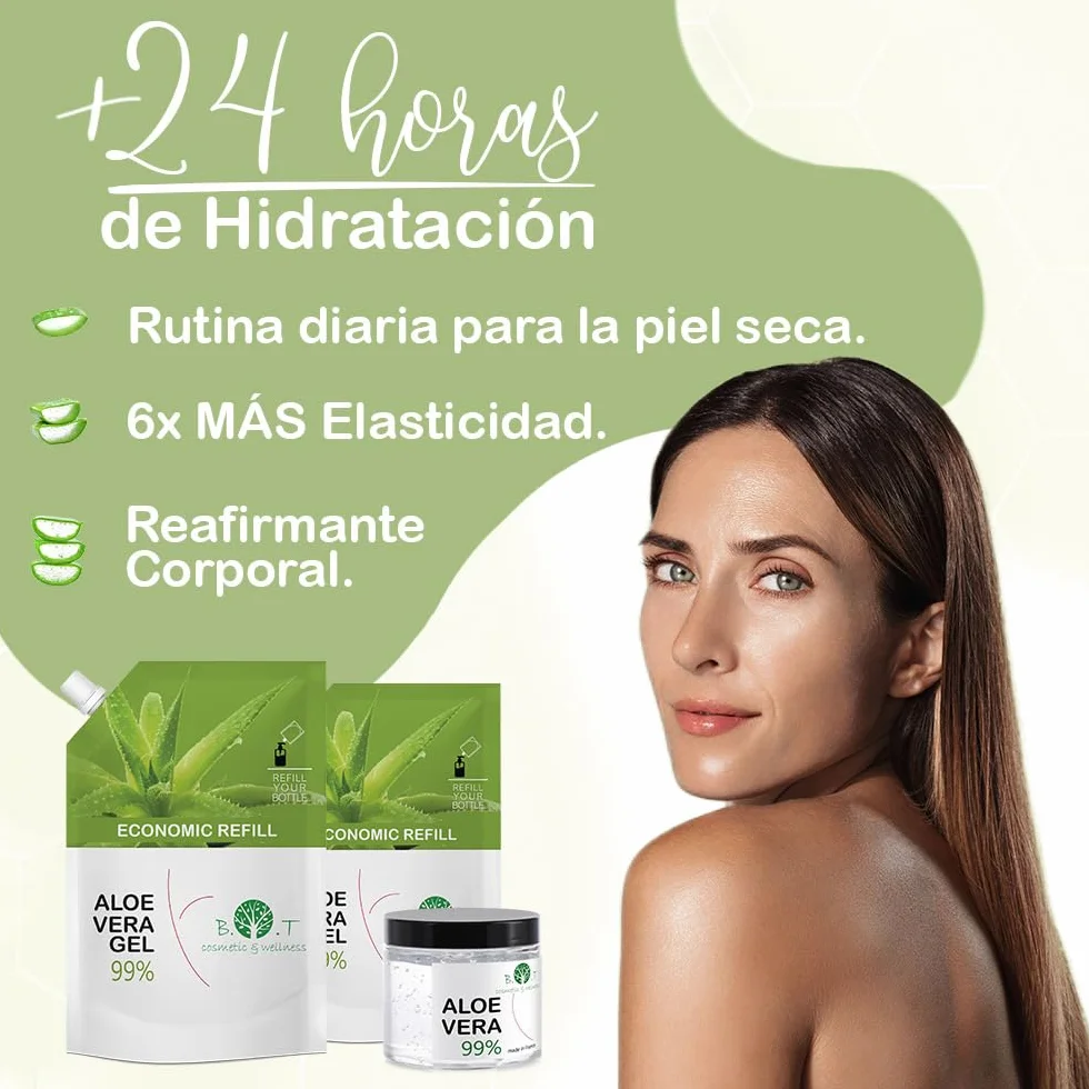 Aloe Vera Gel Orgánico 100% Natural Hidratante Piel Cabello After Sun Antiarrugas 250 ml