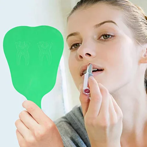 YUYTE Espejo de Mano para Clínica Dentista, Espejos con Mango Plástico, 4 Colores (Verde)