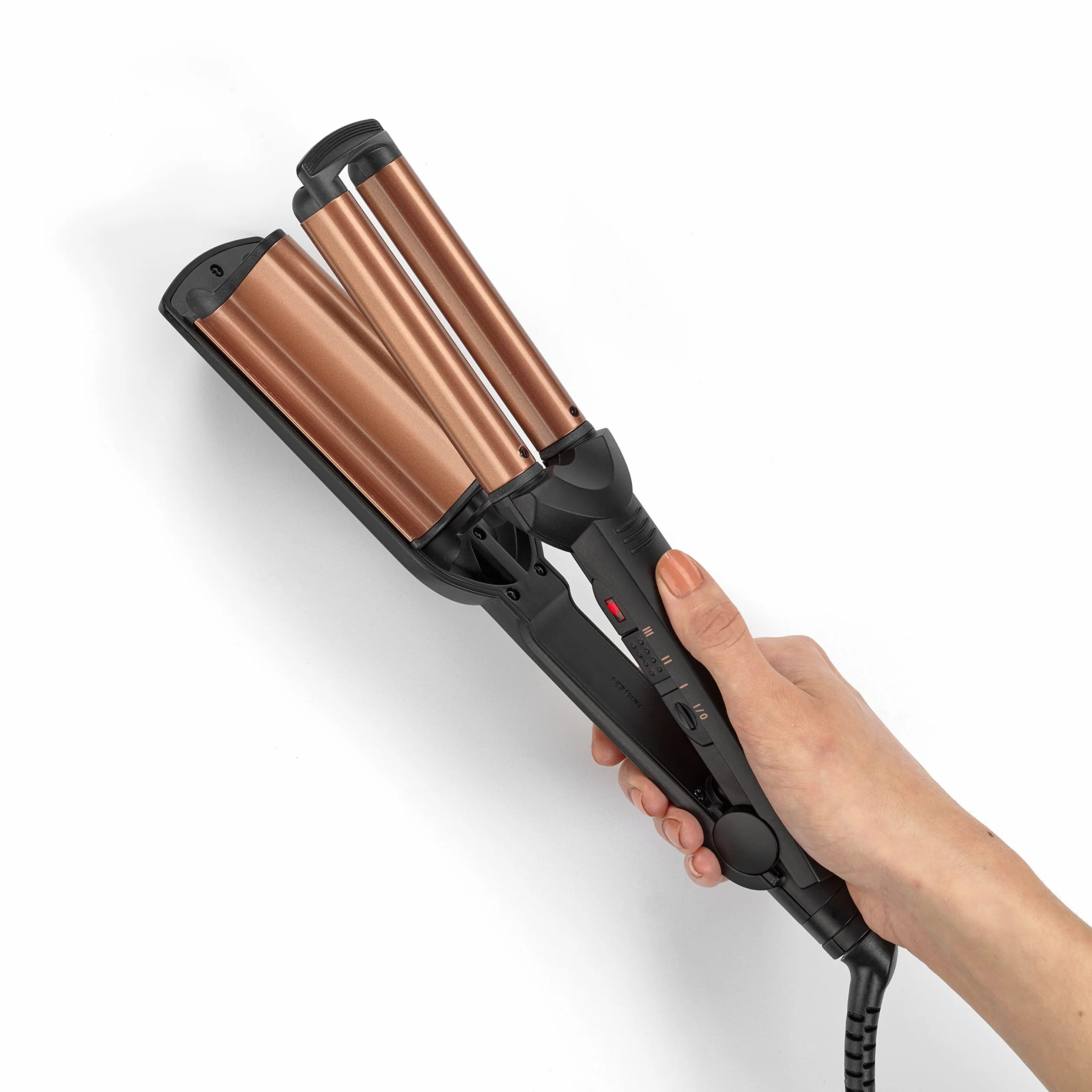 BaByliss Waver Ondas Suferas W2447E - Lokówka z ceramiką, 3 ustawienia ciepła 160°C-200°C, Czarne/Złote