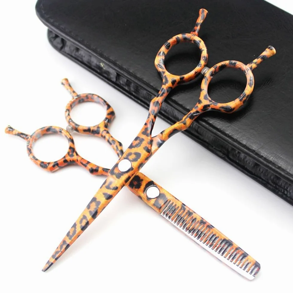Tijeras para Cortar el Cabello, Tijeras Profesionales de cerámica de Leopardo de Acero JP 440c de 5,5 Pulgadas para Cortar el Cabello, Tijeras de peluquería, Juego de Tijeras de peluquería