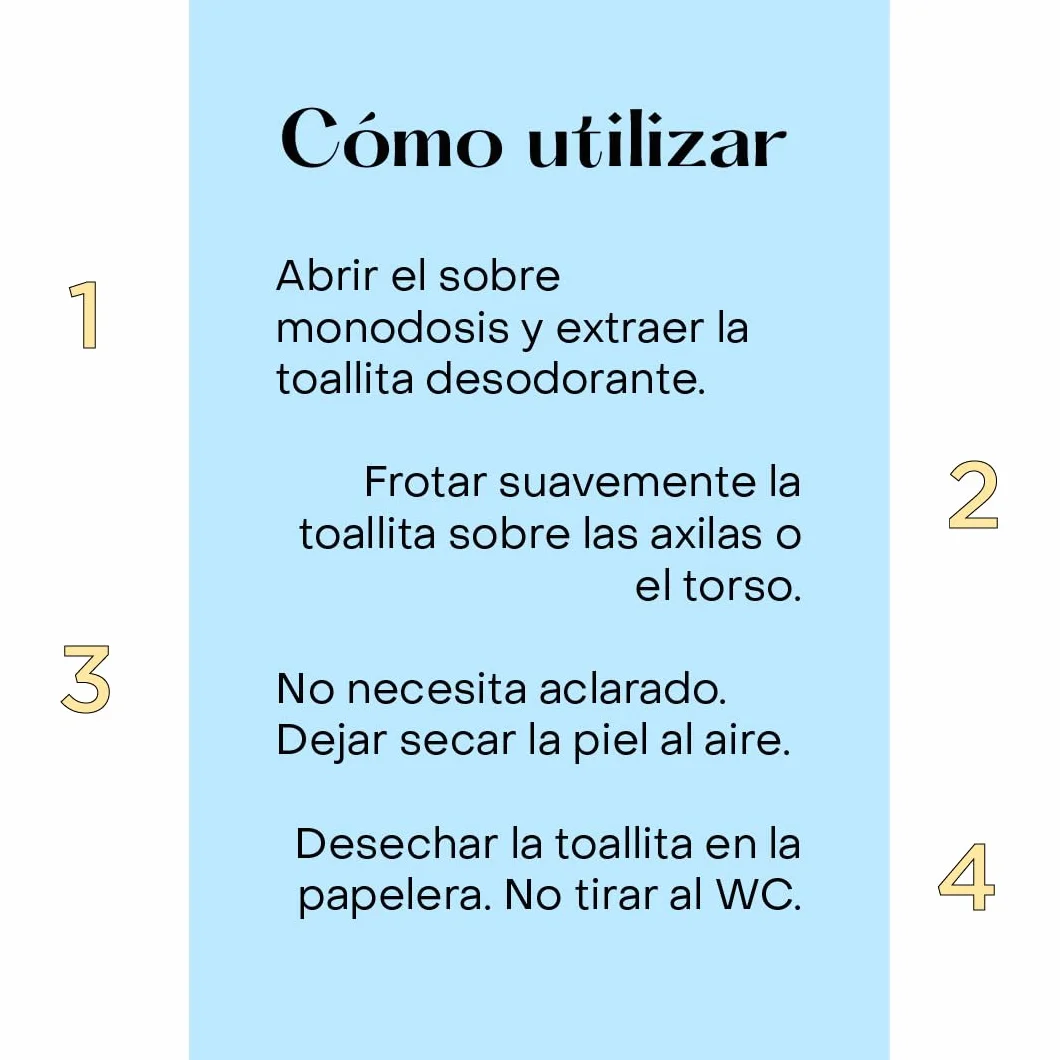 Toallitas Desodorantes Corporales Individuales 10 Unidades, Frescor sin Agua, Tejido Suave Spunlace