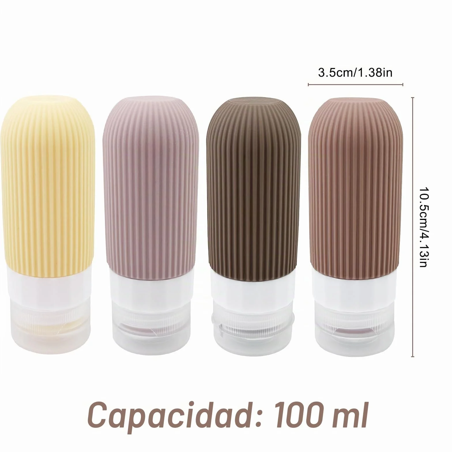 Viajes Travel Bottles Silicona 100ml 4Pcs Kit Champu Envases Frascos Silicone Avion Liquido Rellenable Botella