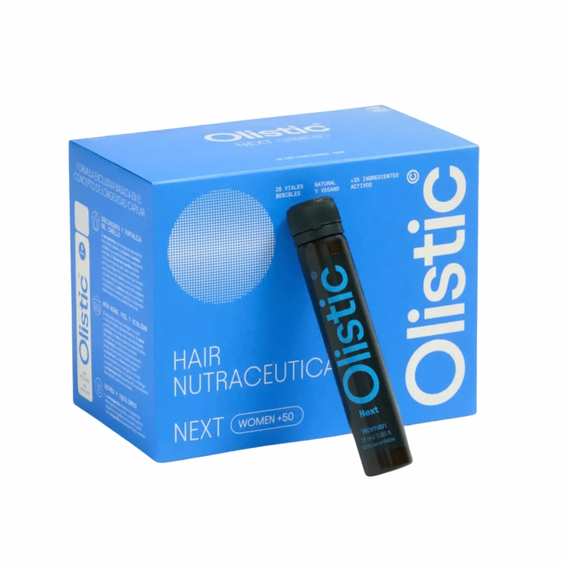 Olistic WOMEN NEXT Complemento Alimenticio Anticaída de Cabello Ingredientes Naturales Vitaminas Vegano Sin Gluten 28 Ampollas