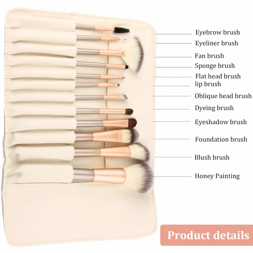 Brochas de Maquillaje Profesionales 12 Piezas, Suaves y Duraderas para Aplicar y Difuminar