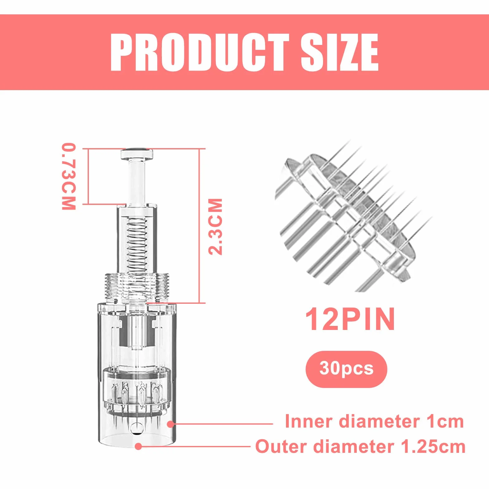 Agujas Dermapen Microneedling 30 Piezas, 12 Pin Micro Aguja de Repuesto para Antienvejecimiento
