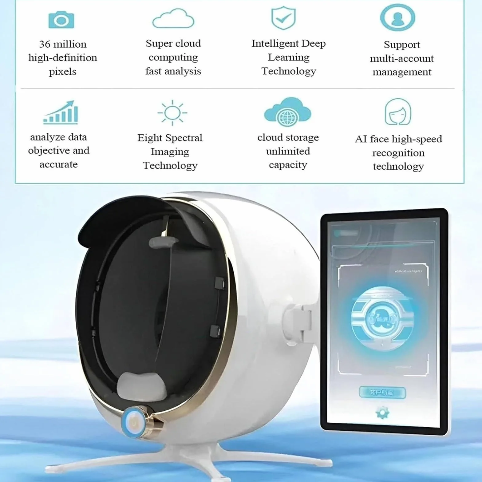 Analizador de Piel Profesional de 13,3/21,5 Pulgadas, máquina de análisis Facial 3D, detección y análisis de Piel Facial de 38 MP, Detector de Piel para un Cuidado de la Piel Saludable(21.5in)