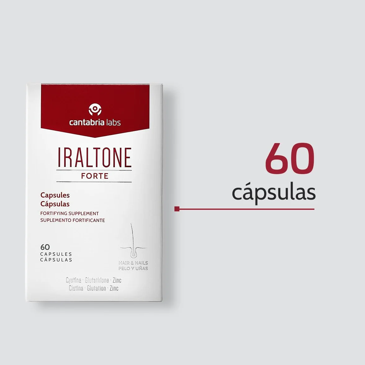Iraltone Forte 60 Cápsulas Fortalece Cabello y Uñas Caída Capilar