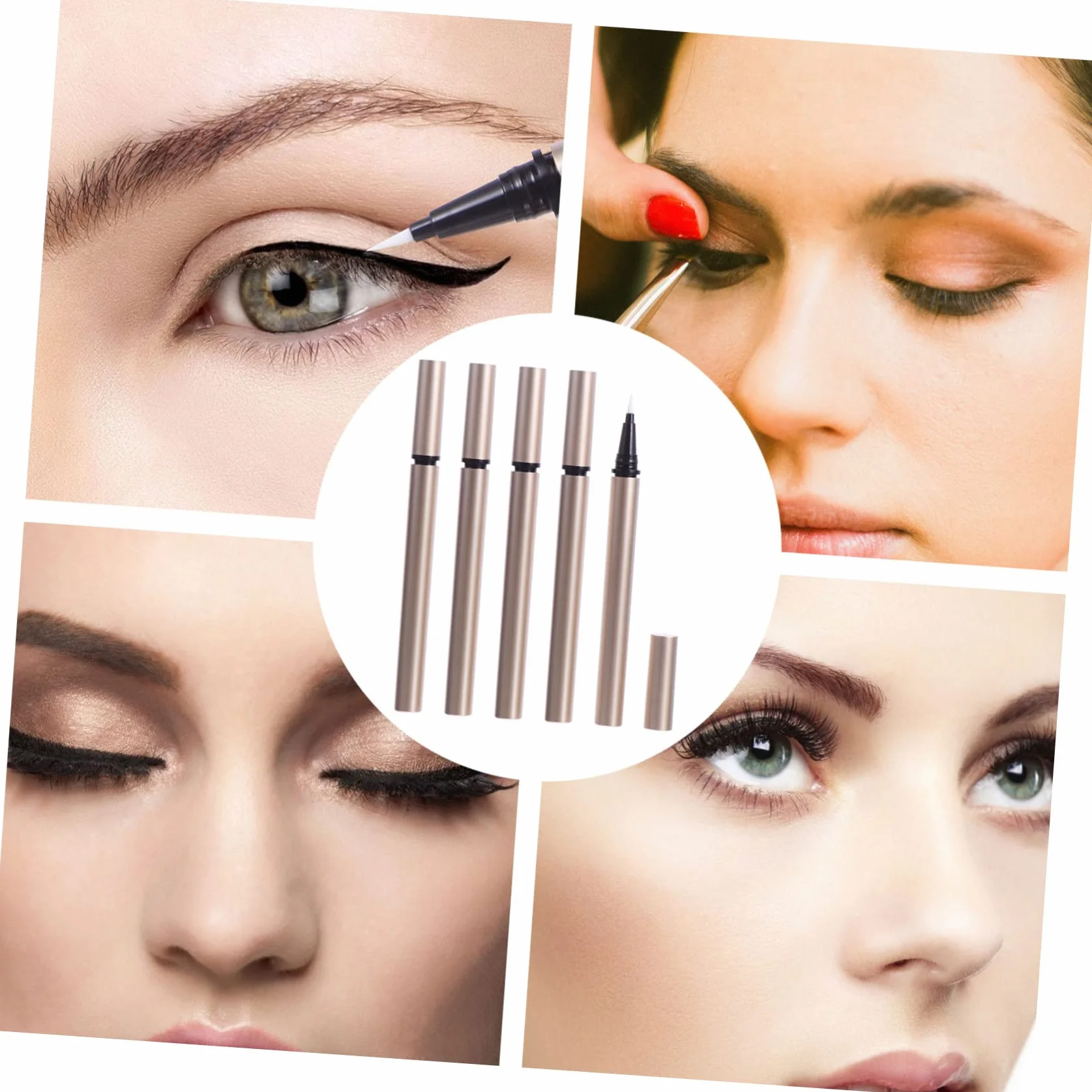 Tubo de Delineador de Ojos Vacío Dorado de 1ml, Paquete de 5 Piezas, Plástico Portátil para Almacenar Esmalte y Uso en Mayoristas y Minoristas de Cosméticos