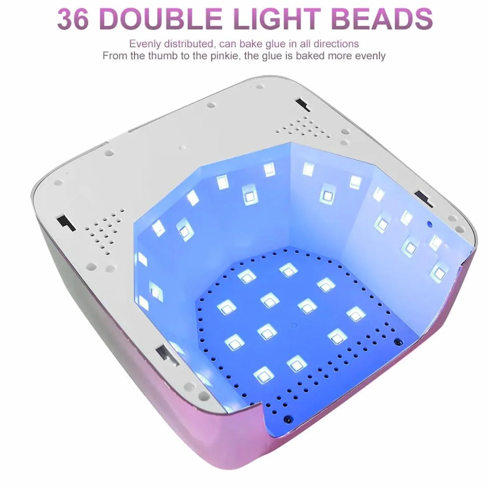 C,Secador de uñas Profesional de 36 LED, Recargable, con luz UV LED, Secado rápido para Todo Tipo de esmaltes en Gel. Ideal para Salones de Belleza.