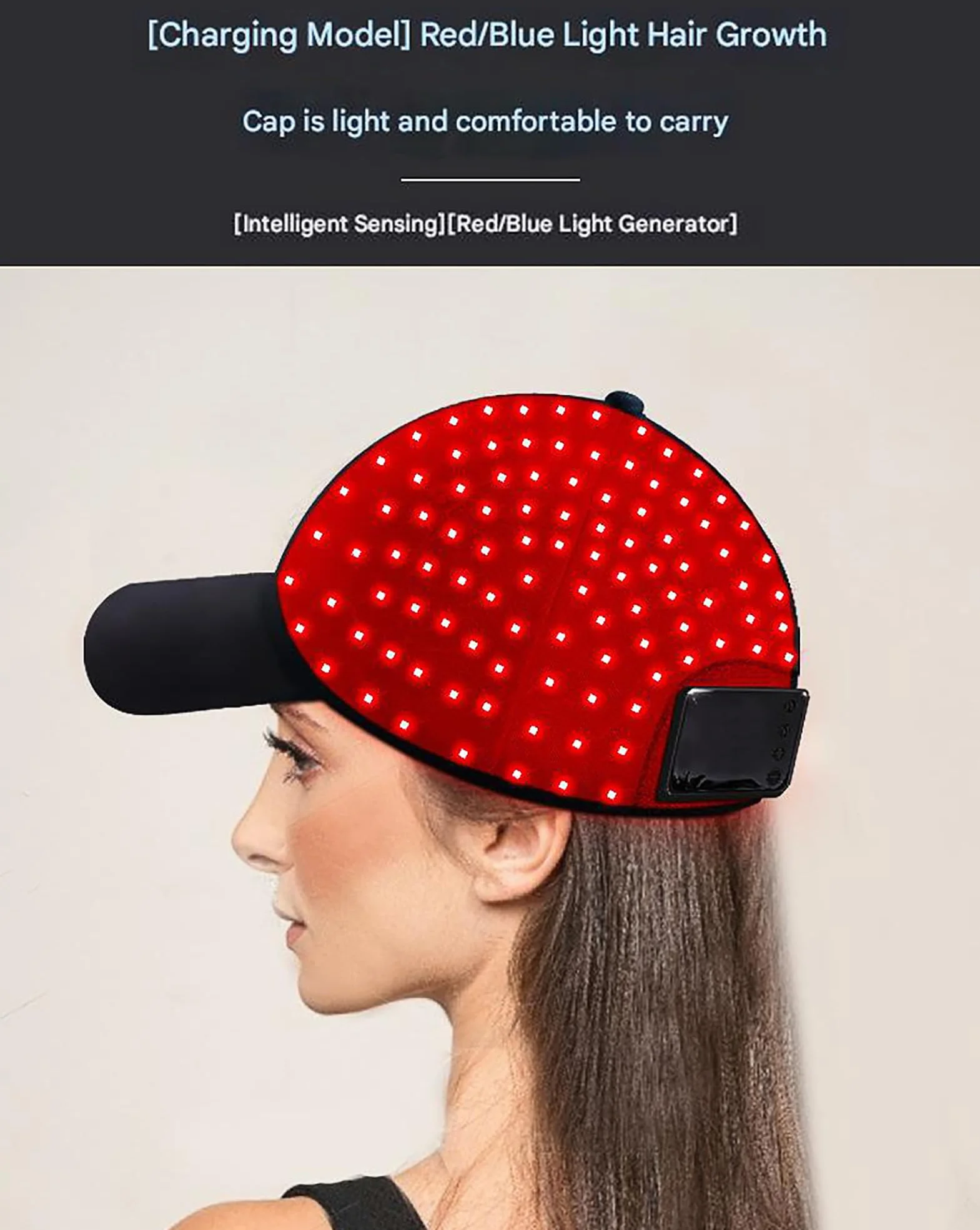 GOURIXIN Gorro portátil de Terapia de luz roja, 96-258 LED, Terapia de luz roja para el Crecimiento del Cabello, 5 Modos de Funcionamiento, batería de 3000 mAh, cómodo y Transpirable