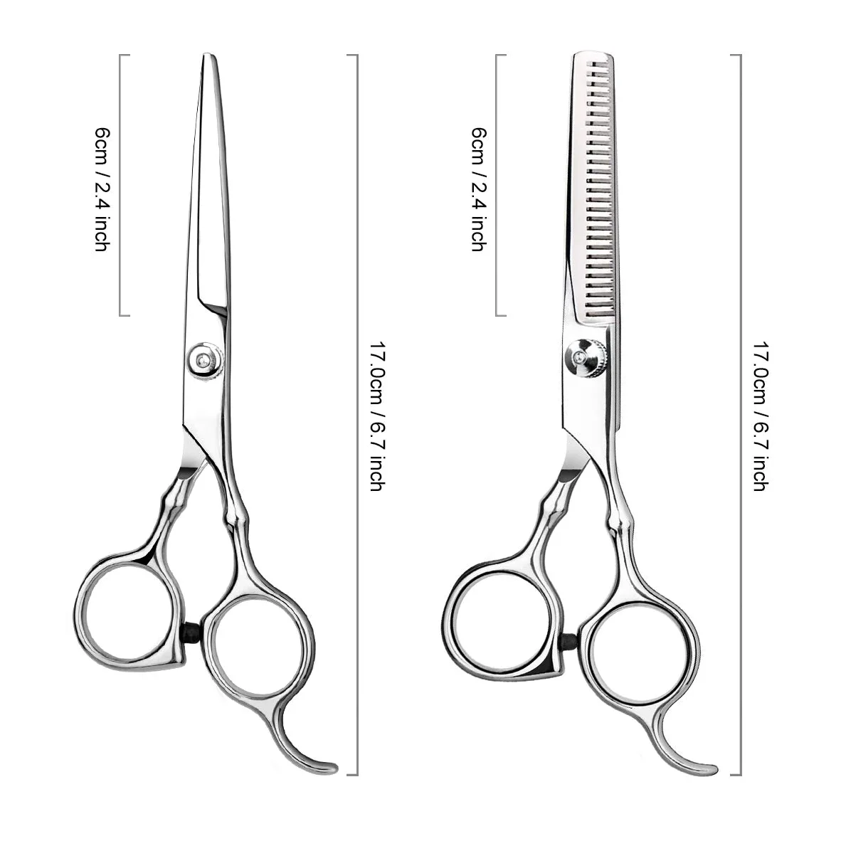 Tijeras de corte de pelo profesionales para el hogar, peluquería/salón de belleza, kit de tijeras de adelgazamiento con peine y estuche para hombres y mujeres (plateado)
