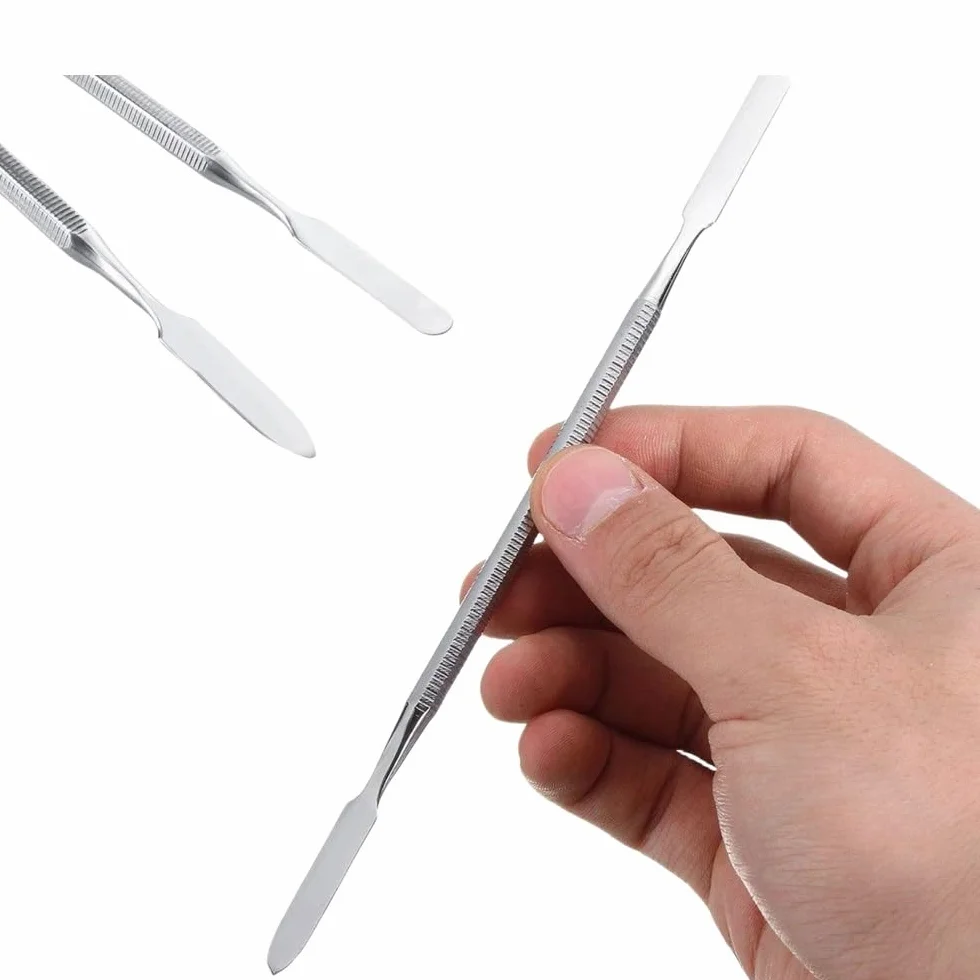 Herramienta multifuncional de acero for uñas con cabezal doble for piel muerta y diseño ergonómico, operación cómoda, adecuada for el cuidado de las uñas y opción ideal for uso en salón o arte de uñas