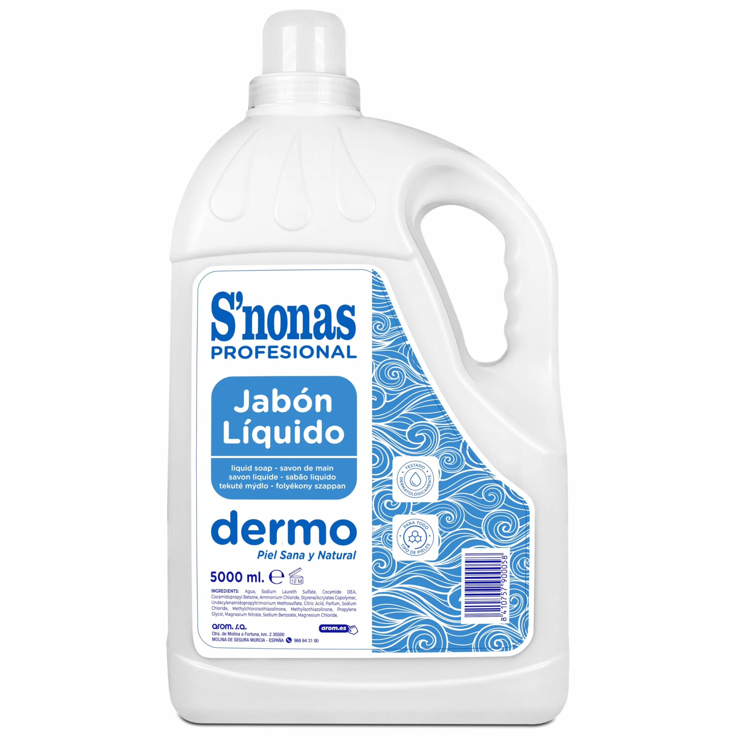 Jabón de Manos Líquido Dermo 5L Sin Perfume para Pieles Sensibles
