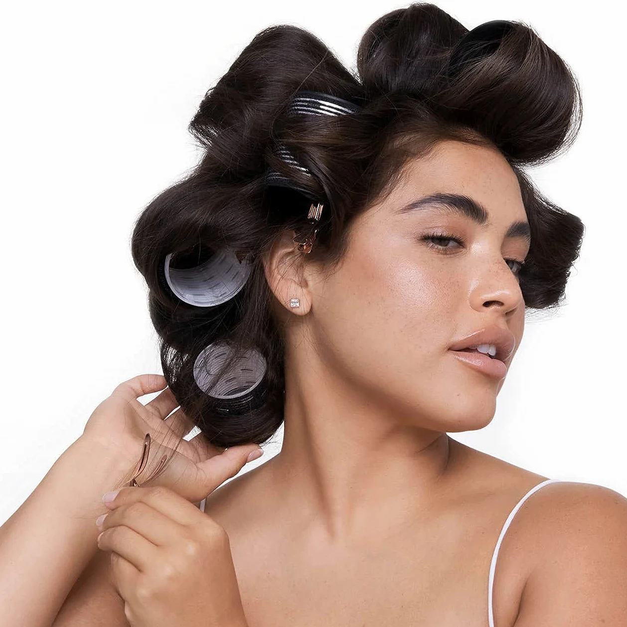 Kitsch Rodillos de pelo de cerámica, rodillos térmicos de autoagarre, rizadores de pelo, paquete variado, 8 unidades (negro)