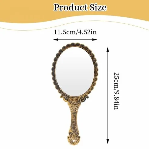 Espejo de mano vintage bronce para maquillaje y viaje