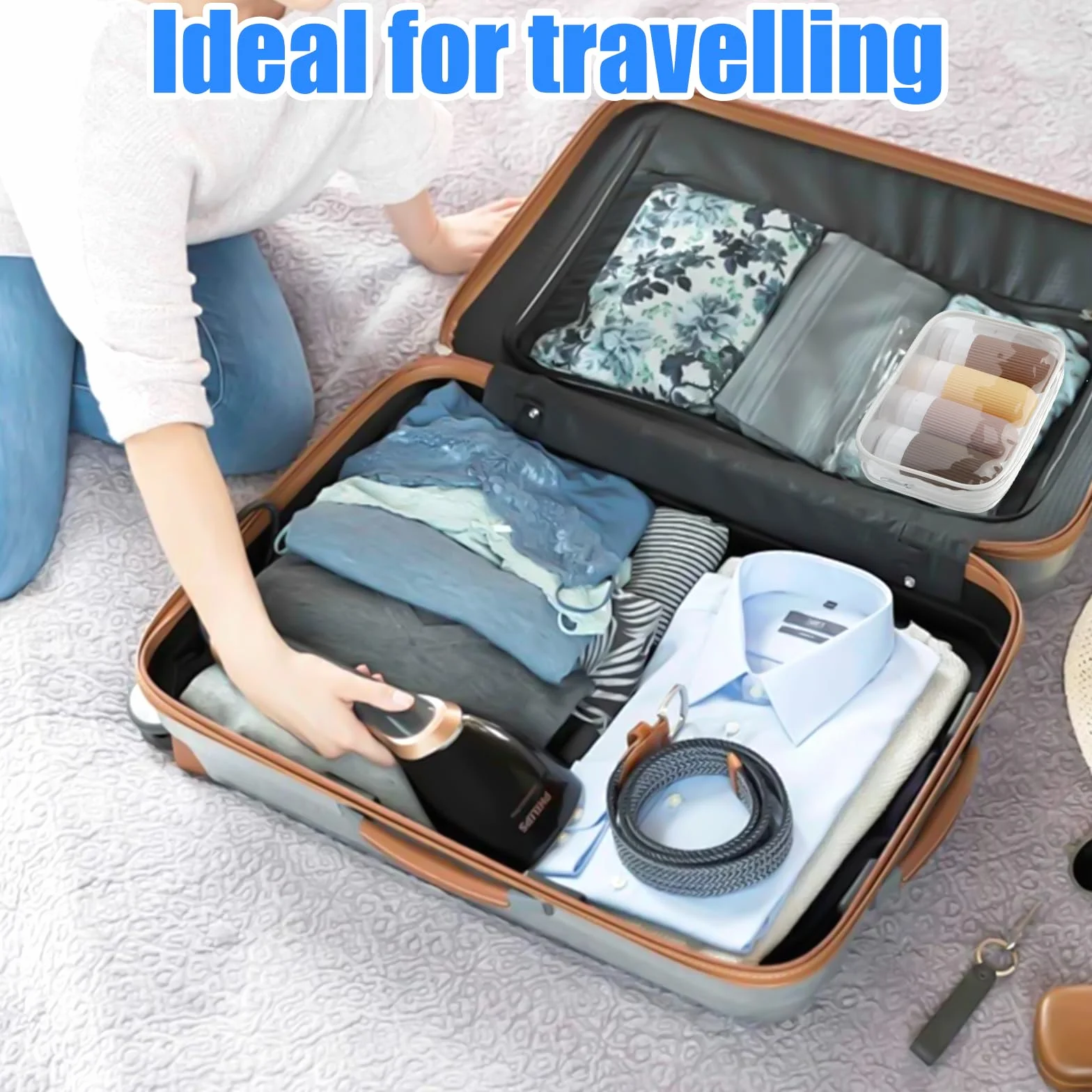 Botes Viaje Rellenables 60ml, Set de 4 Frascos Silicona para Avion, Travel Bottles