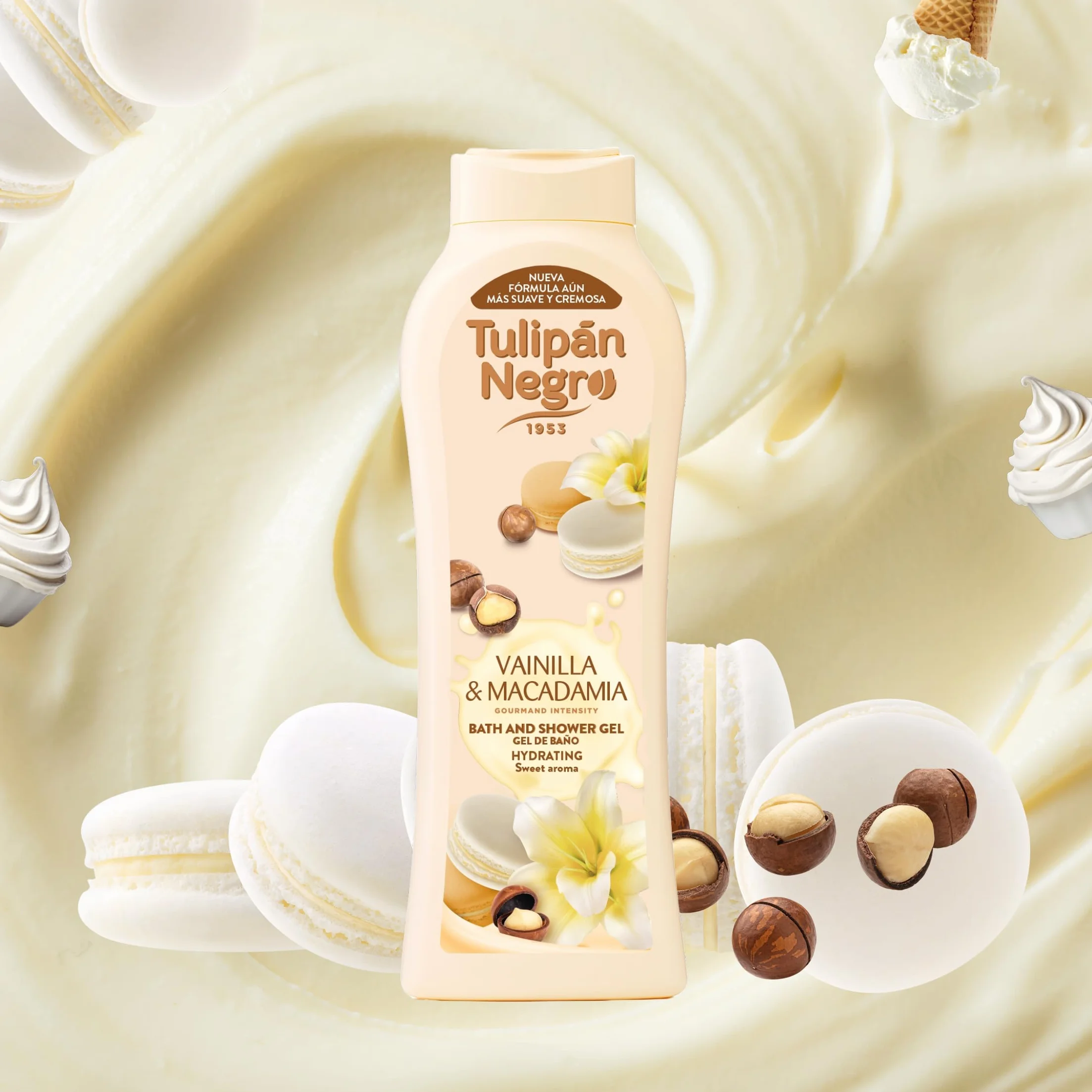 Tulipán Negro Gel de Baño Vainilla y Macadamia Nutritivo e Hidratante 650 ml