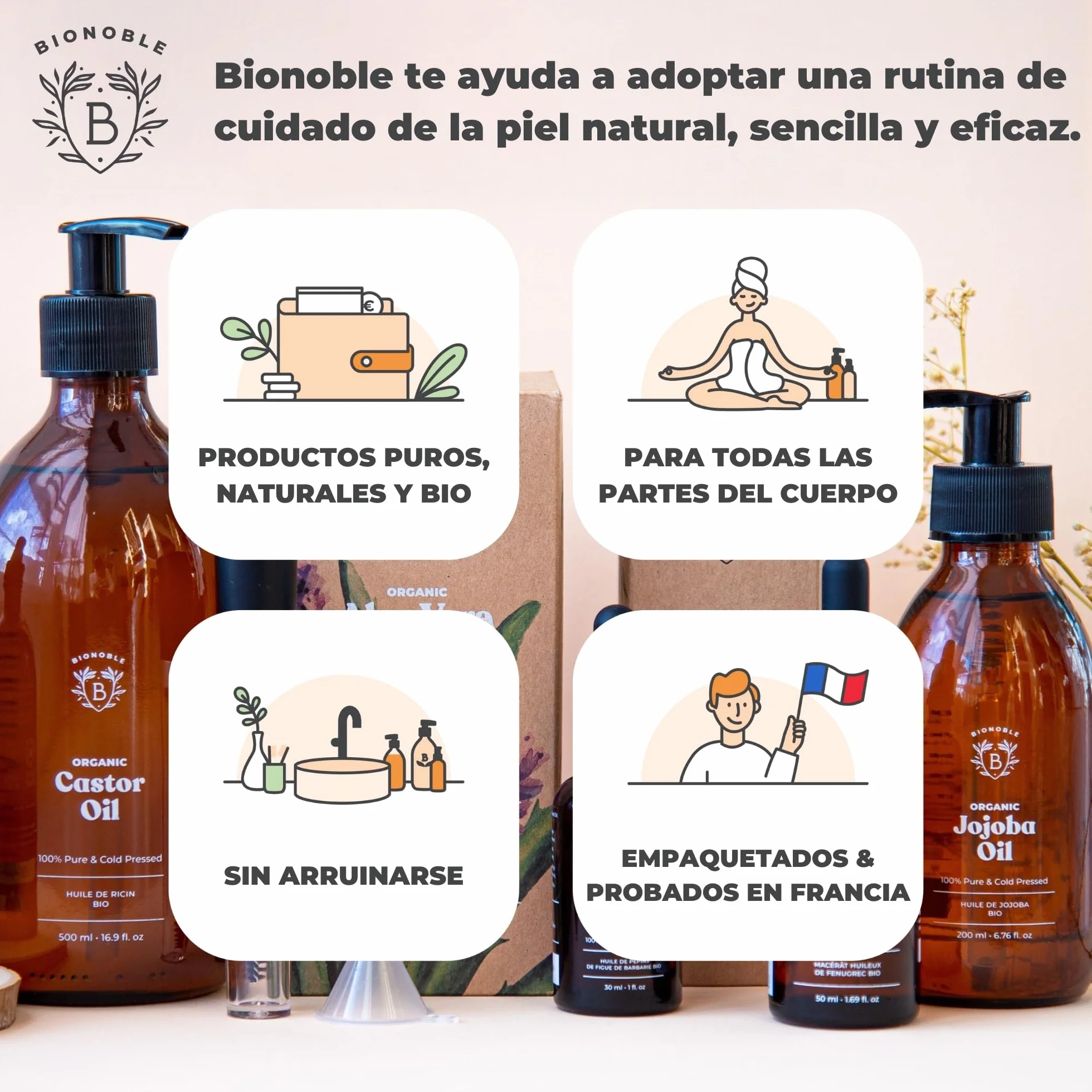 BIONOBLE Aceite de Jojoba 100% Puro Orgánico Prensado en Frío 50ml