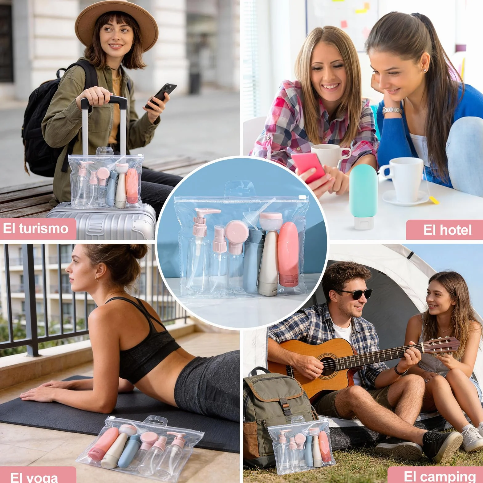11 Pack Botellas de Viaje Silicona, Kit Viaje, Botes Rellenables para Gel y Champu