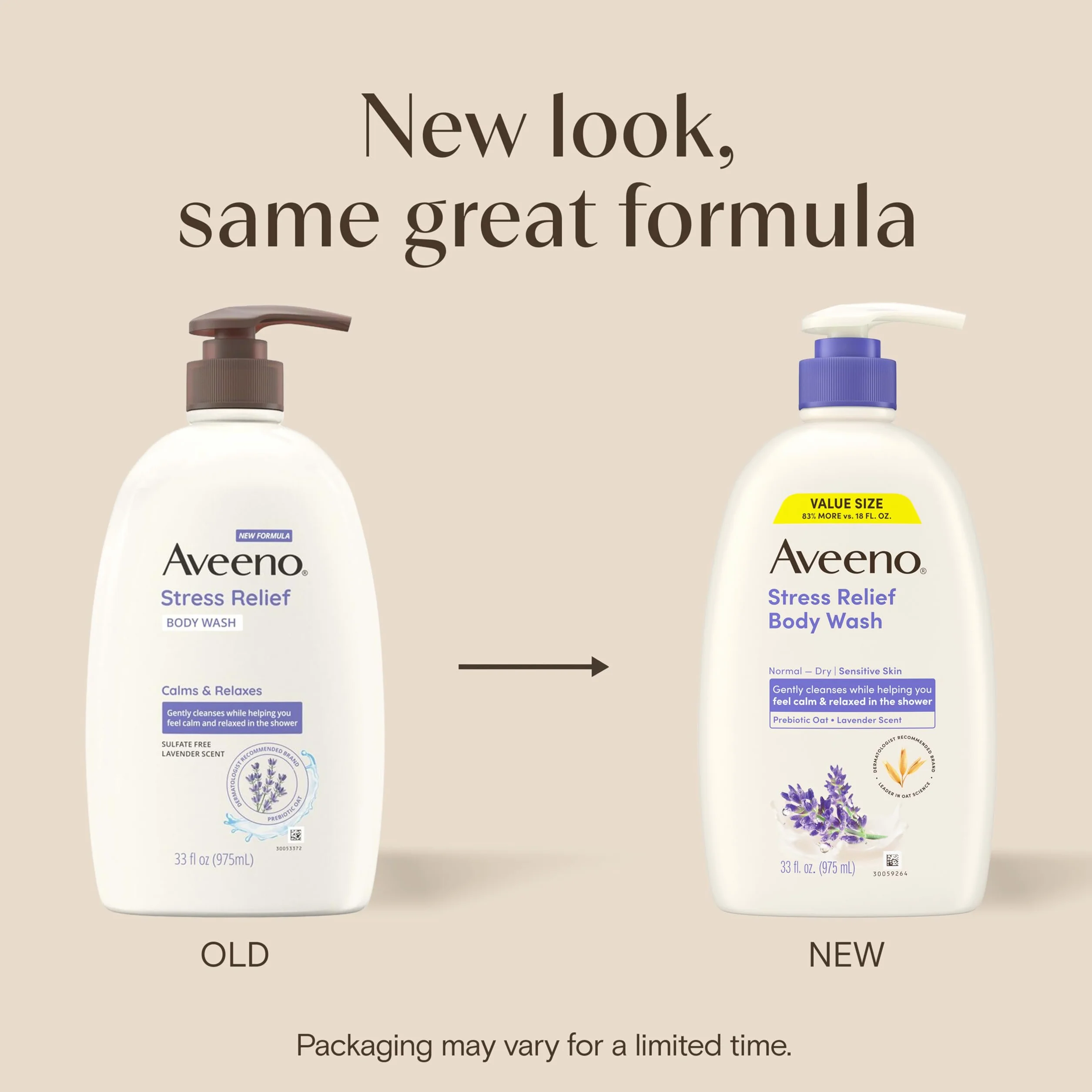 Aveeno Stress Relief Moisturizing Body Lotion with Lavender, Natural Oatmeal and Chamomile & Ylang-Ylang Essential Oils to Calm & Relax, 33 fl. oz